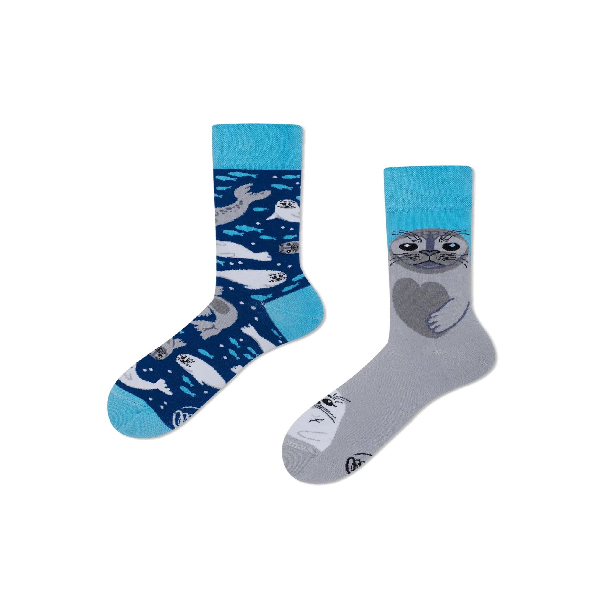 MANY MORNINGS Chaussettes sauvons les phoques. Coloris disponibles : Multicolore