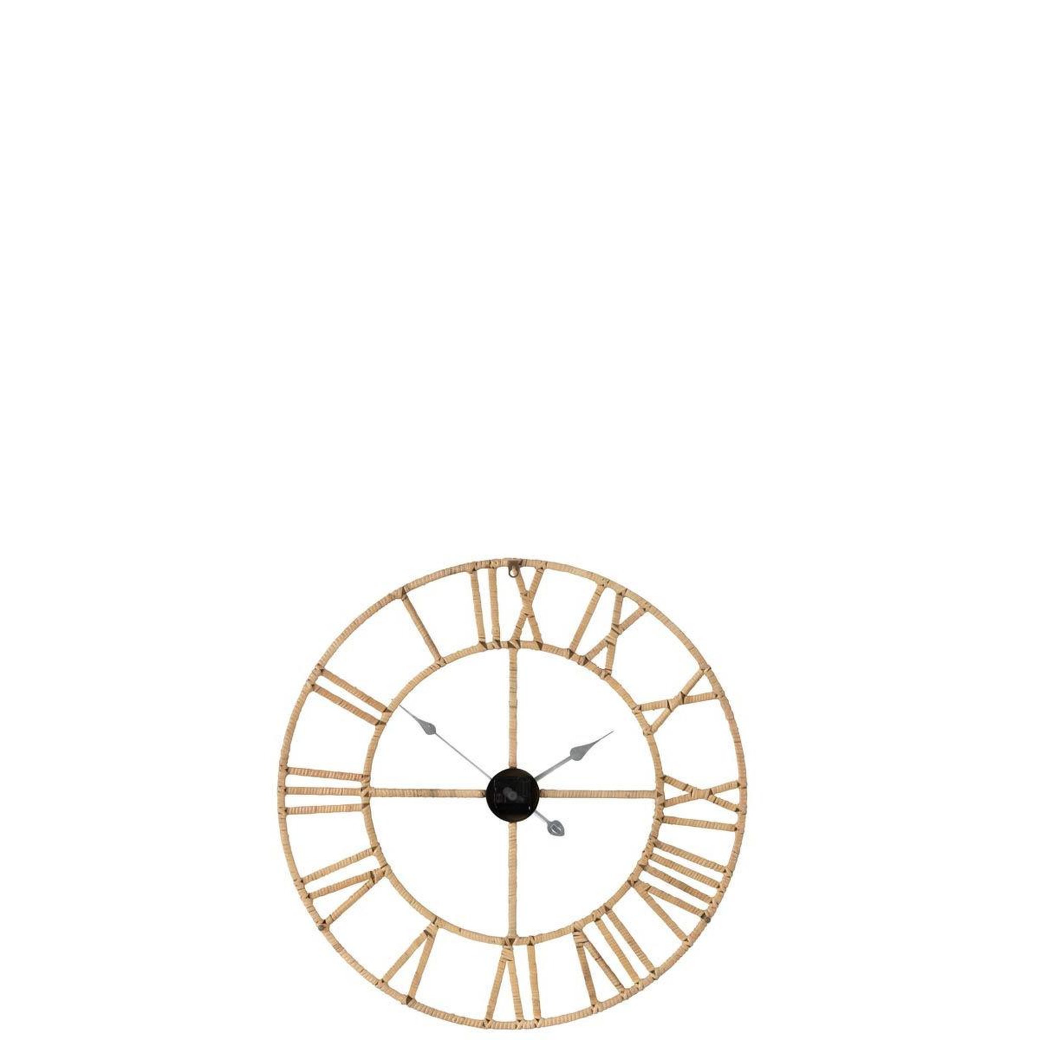 Voir la diapositive 2 : J-LINE Horloge murale en rotin  roman  70cm naturel