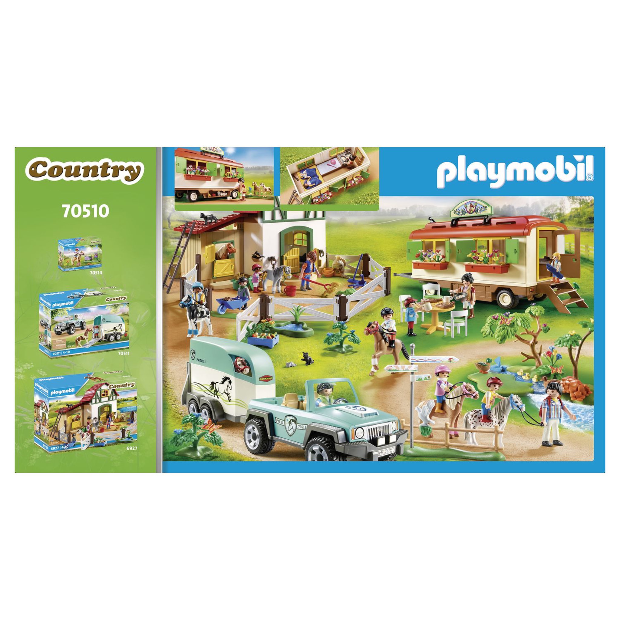 Voir la diapositive 6 : PLAYMOBIL 70510 - Country Box de poney et roulotte 