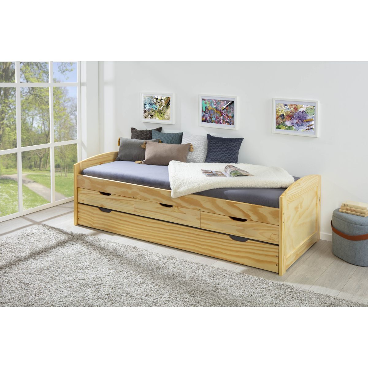 Lit gigogne 2 couchages 90x200 cm + 3 tiroirs ULLI