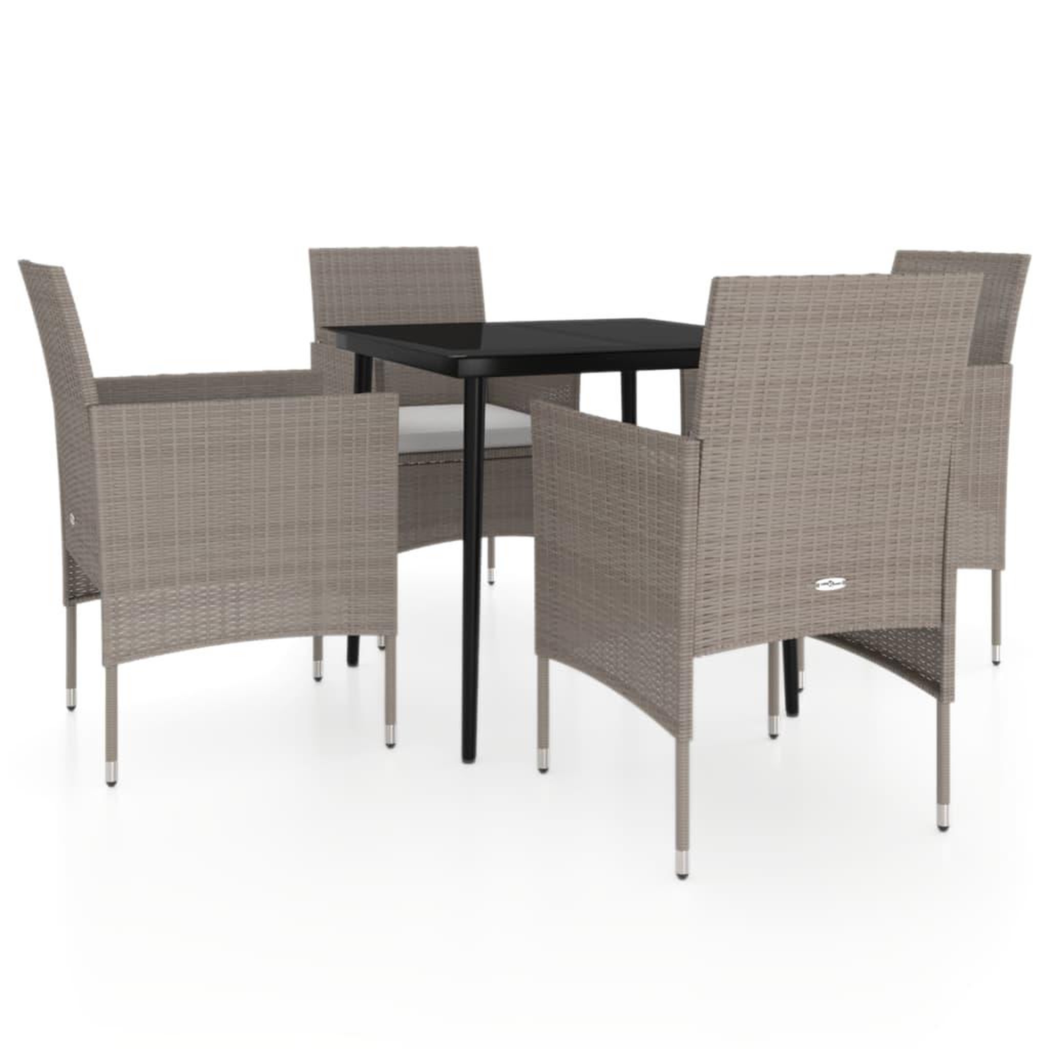 Voir la diapositive 2 : VIDAXL Ensemble a manger de jardin coussins 5 pcs Beige/noir
