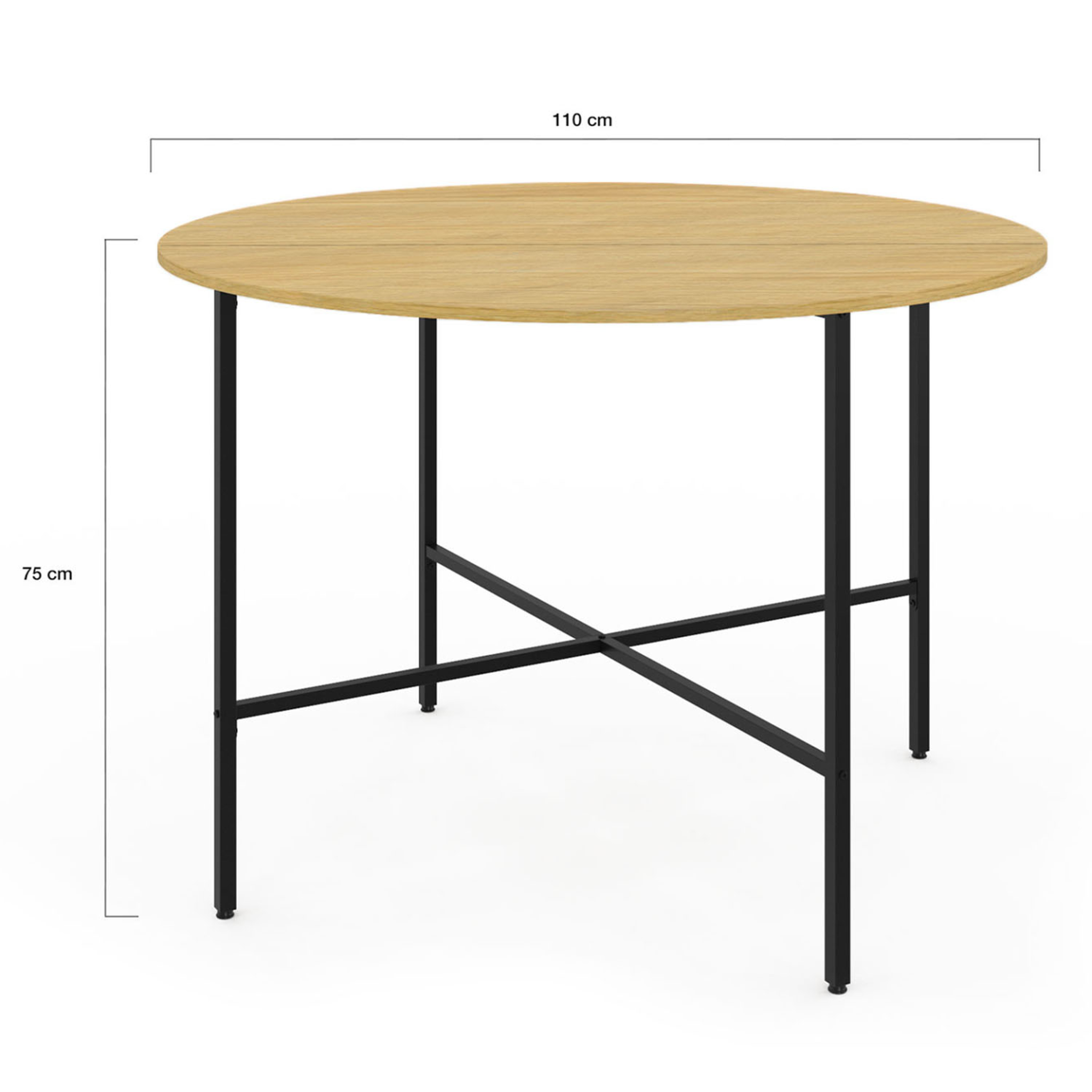 Voir la diapositive 4 : ID MARKET Table à manger fixe ronde detroit 4-6 personnes design industriel 110 cm