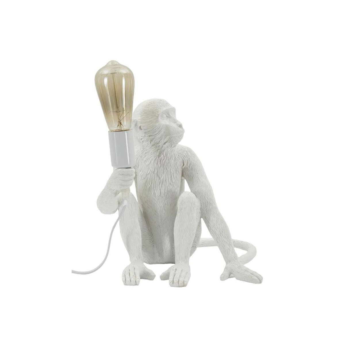 Paris Prix Lampe à Poser Design  Monkey  33cm Blanc