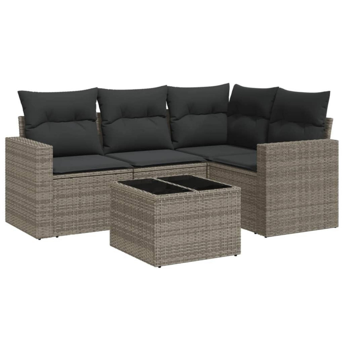 VIDAXL Salon de jardin 5 pcs avec coussins gris resine tressee