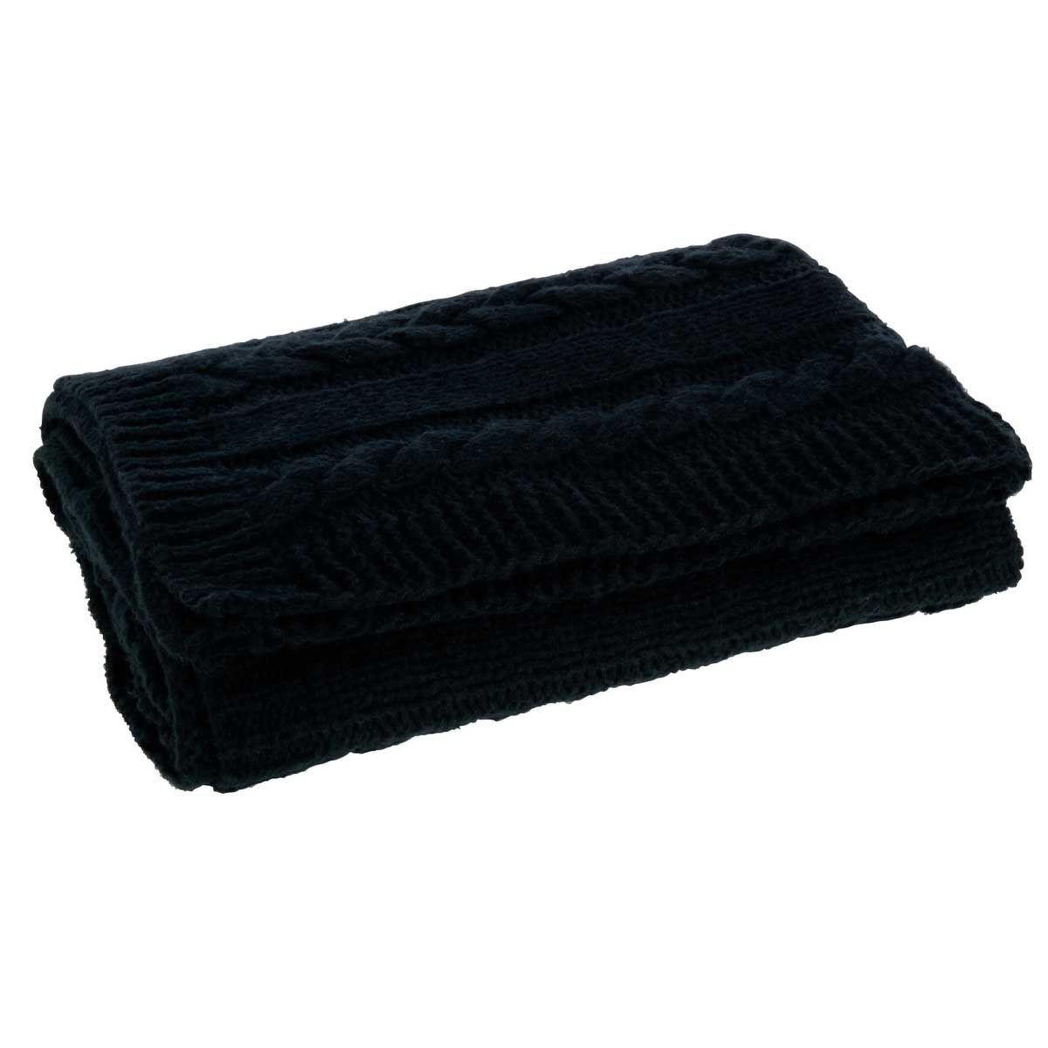 J-LINE Plaid uni tricoté  twist  130x180cm noir