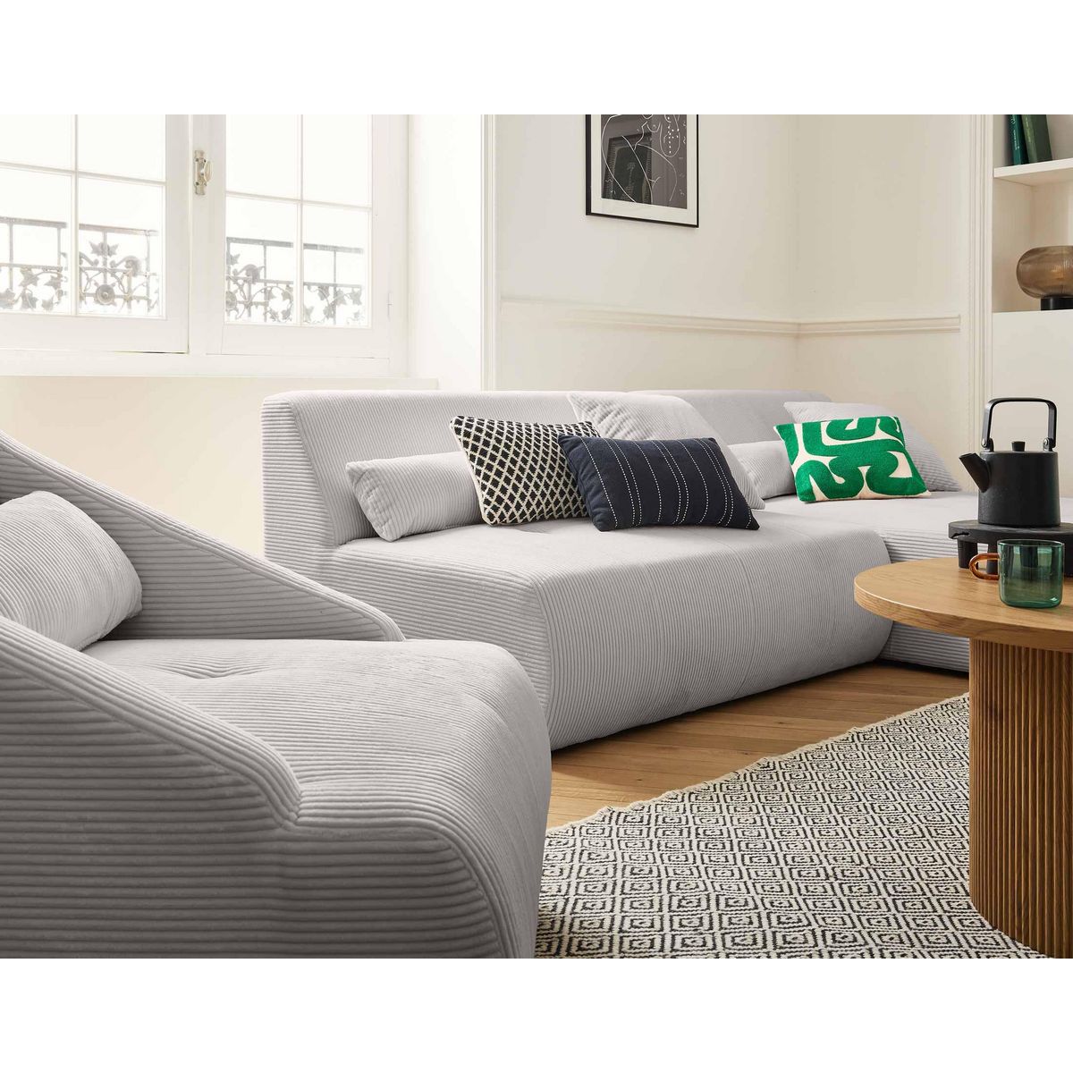 LISA DESIGN Onyx - canapé modulable d'angle réversible 4 places - en velours côtelé