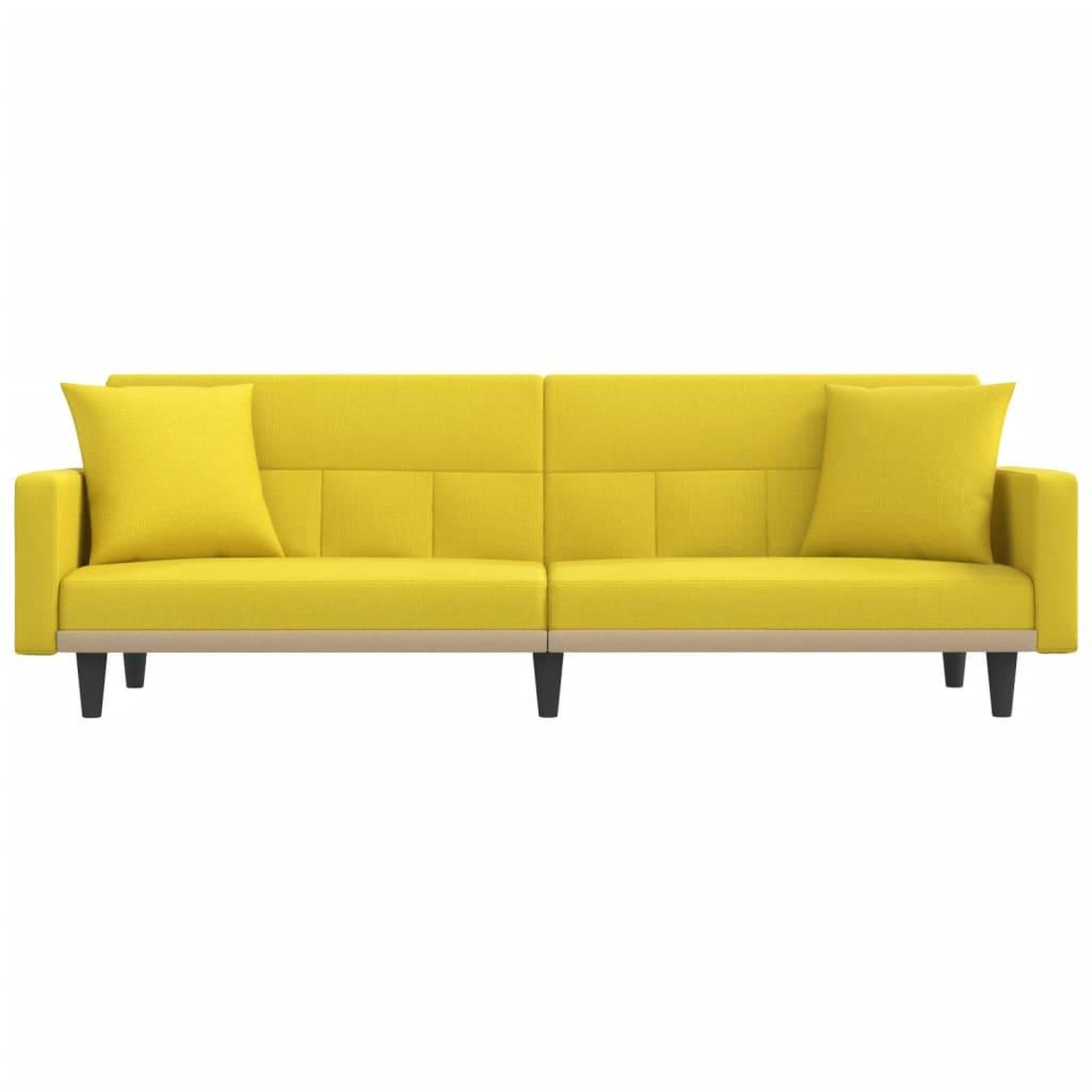 Voir la diapositive 4 : VIDAXL Canape-lit avec coussins jaune clair tissu