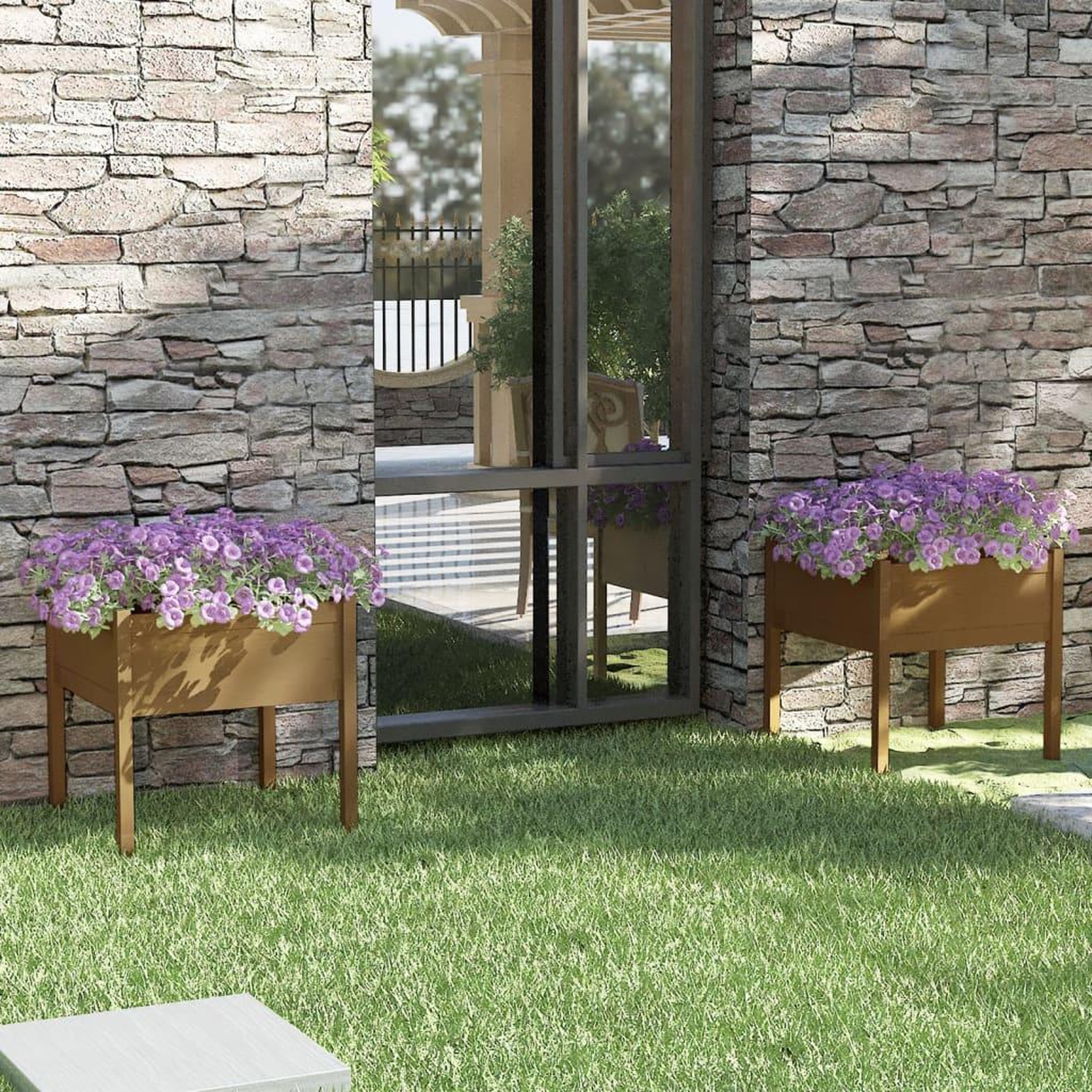 Voir la diapositive 1 : VIDAXL Jardinieres 2 pcs Marron miel 70x70x70 cm Bois de pin massif