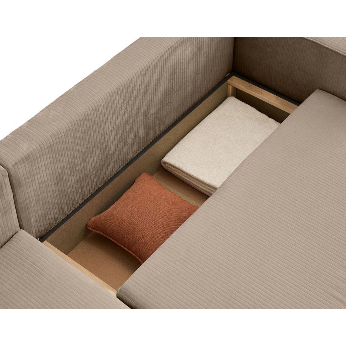 BEST MOBILIER Topaze - canapé d'angle réversible - 4 places - convertible avec coffre - en velours côtelé plat