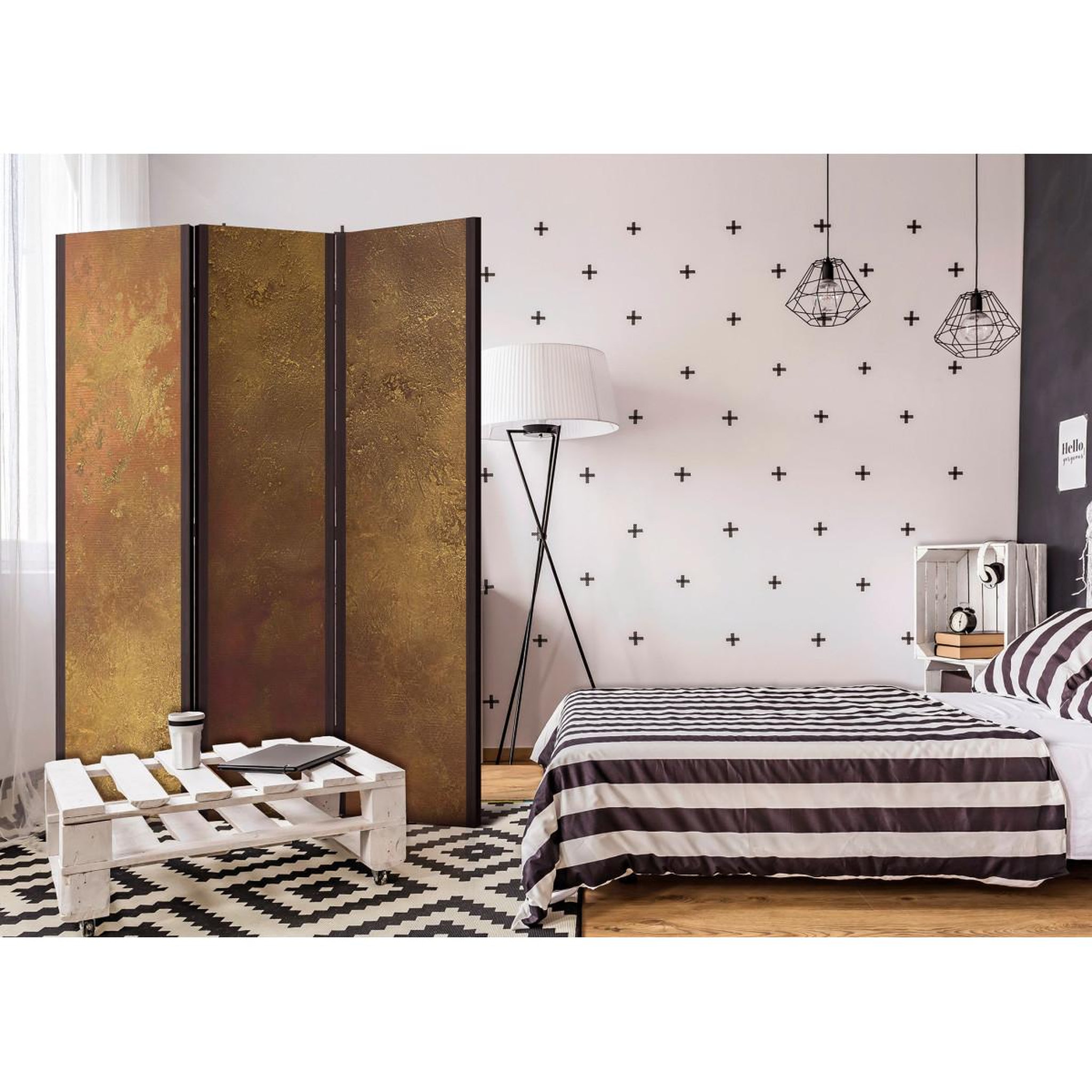 Voir la diapositive 2 : Paris Prix Paravent 3 volets  golden temptation  135x172cm