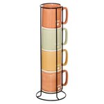 SECRET DE GOURMET Lot de 4 Mugs sur Rack  Relax  34cl Multicolore