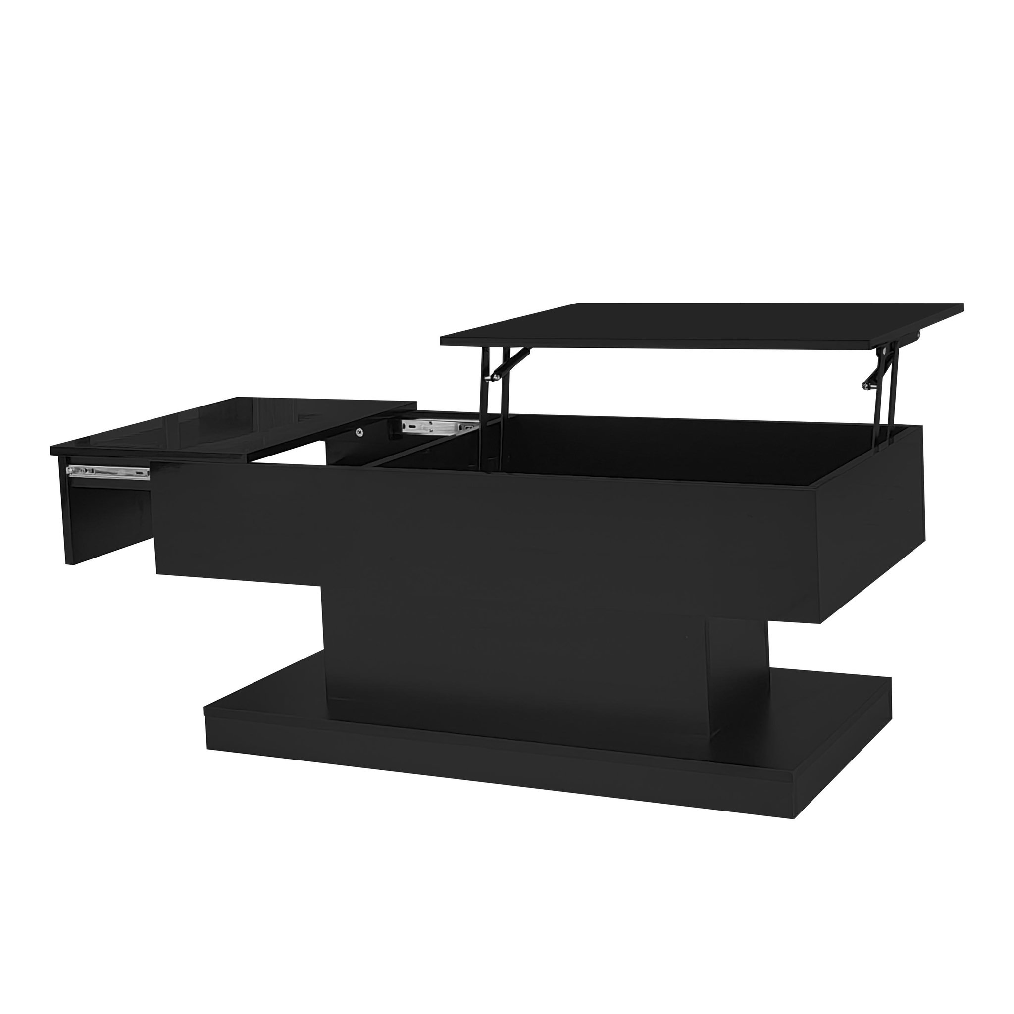 MERAX Table Basse Avec Bureau Relevable Et LED. Coloris disponibles : Noir