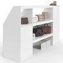 Voir la diapositive 2 : ID MARKET Ensemble étagère 2 niveaux, armoire 2 armoire 1 porte + 1 niche sous pente TOMI blanc