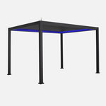 SWEEEK Pergola bioclimatique aluminium motorisée 4x3m avec éclairage LED Triomphe. Coloris disponibles : Blanc