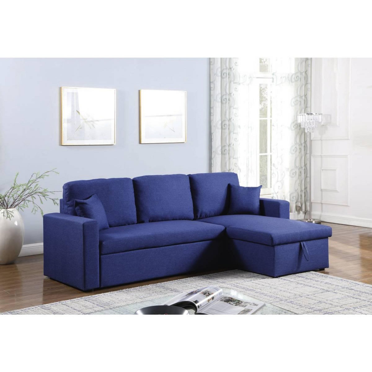 Habitat et Jardin Canapé d'angle convertible/ réversible avec coffre  Alain  - 3 places - Bleu