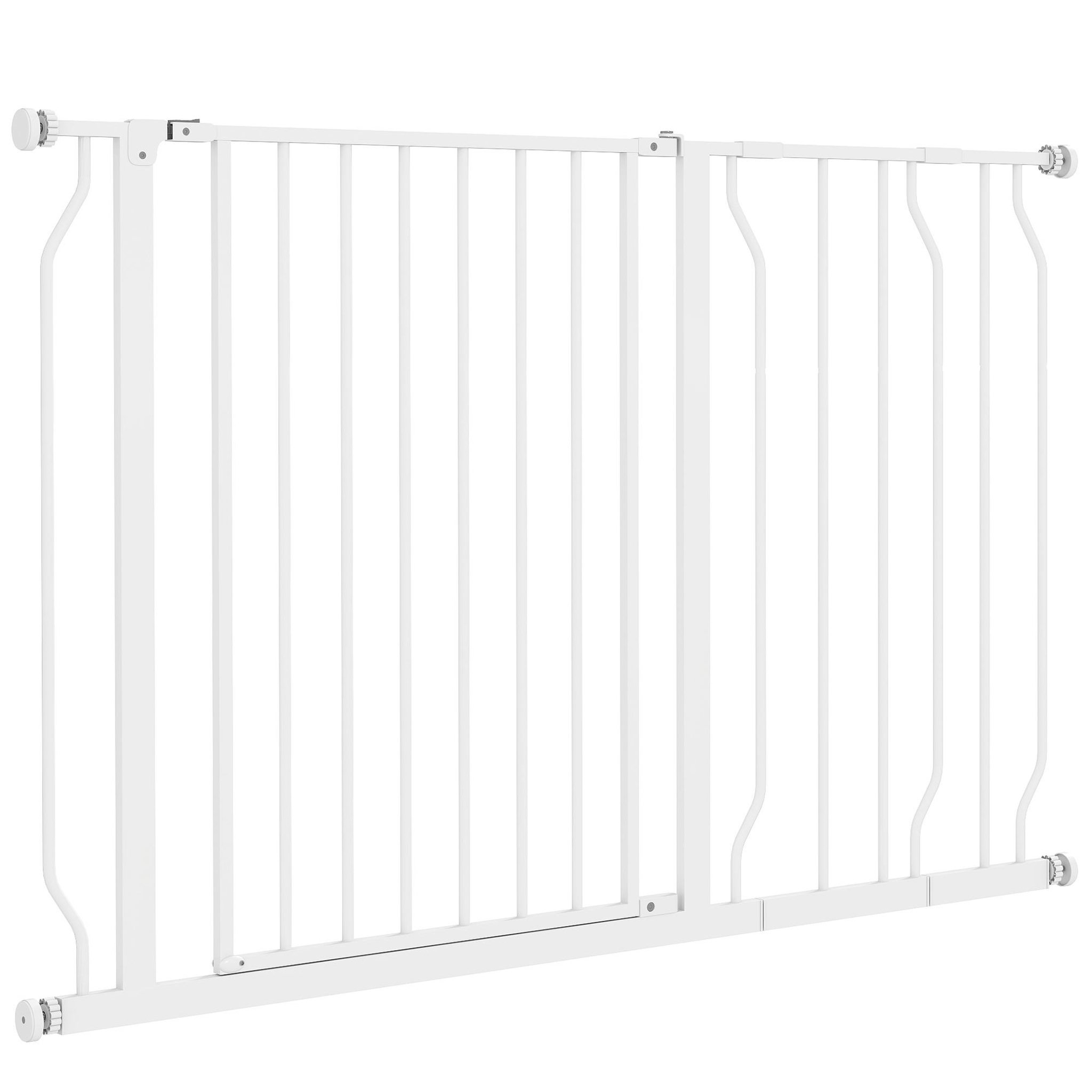 PAWHUT Barrière de sécurité barrière pour animal domestique longueur réglable barrière escaliers couloirs portes sans perçage en acier et abs dim. 75-115l x 76h cm blanc