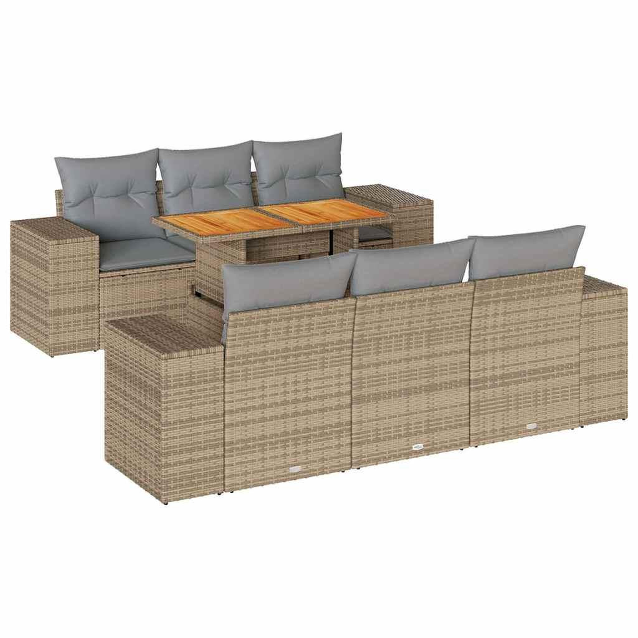 Voir la diapositive 2 : VIDAXL Salon de jardin avec coussins 7 pcs beige resine tressee