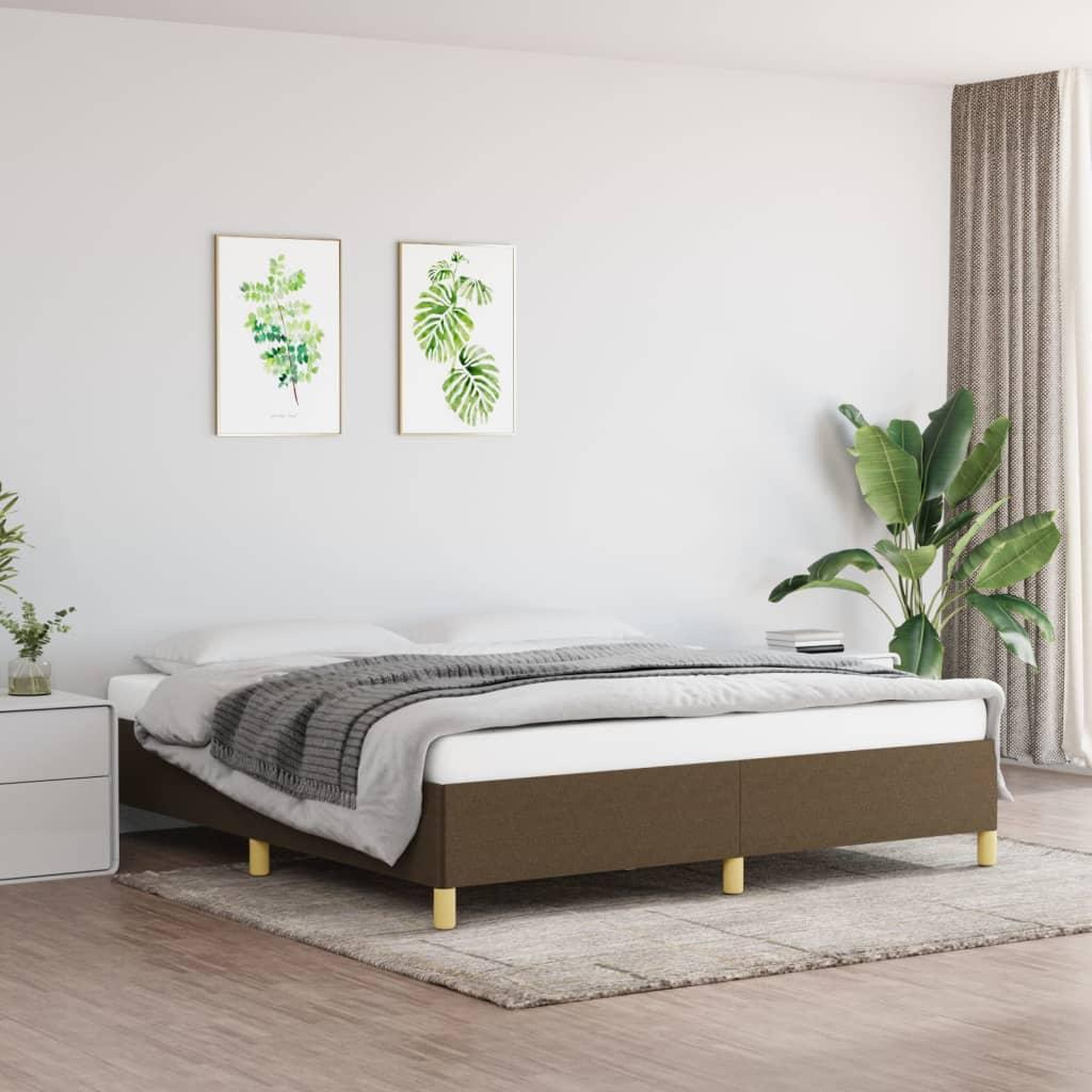 VIDAXL Cadre de lit sans matelas marron fonce 160x200 cm tissu