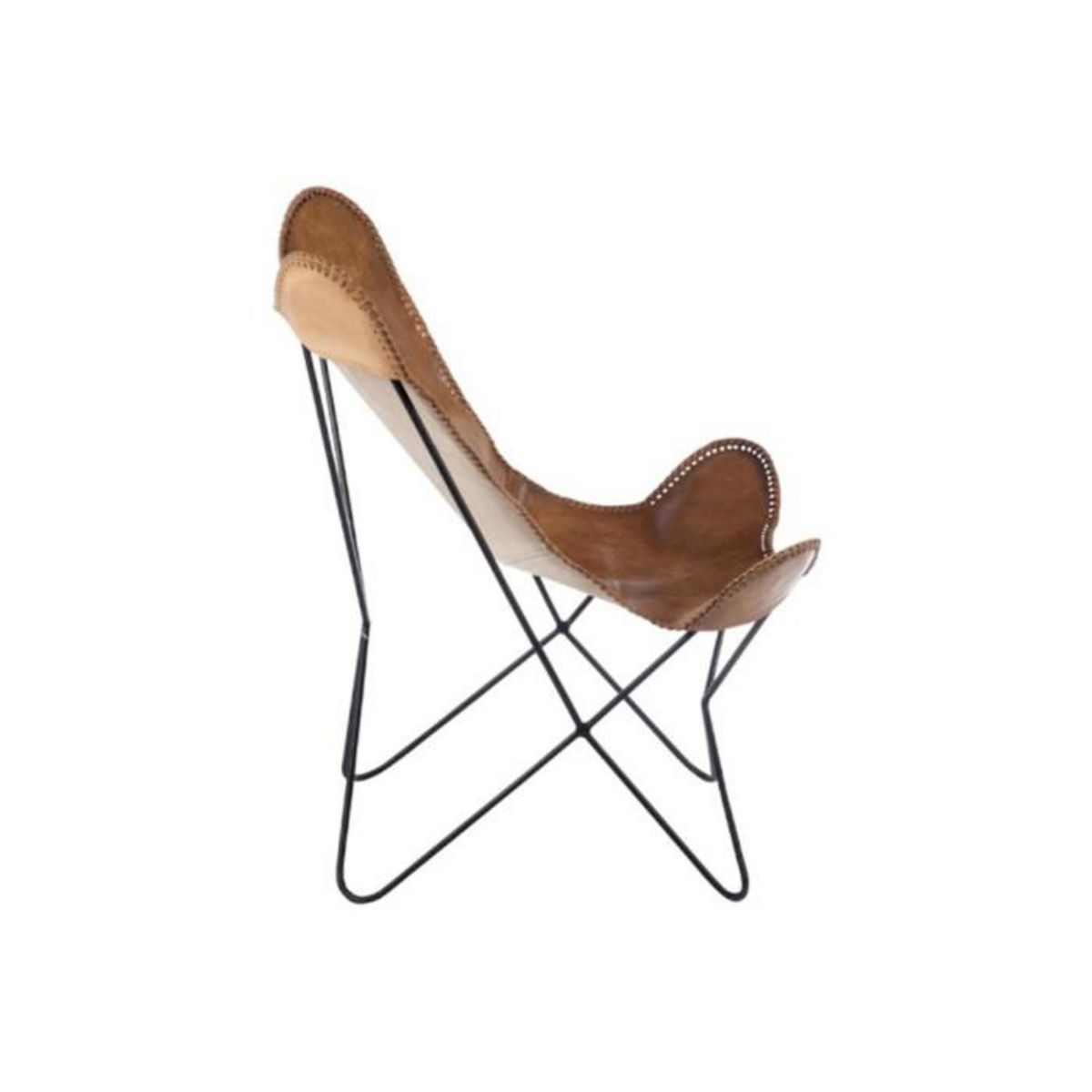 Paris Prix Fauteuil Design en Cuir  Papillon  73cm Marron