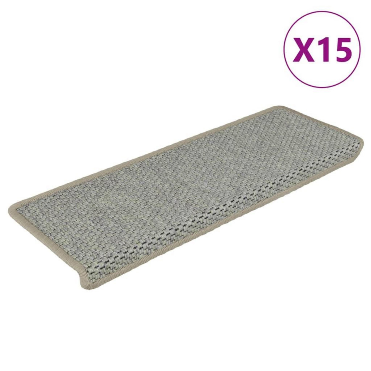 VIDAXL Tapis d'escalier autocollants 15 pcs 65x21x4 cm Gris