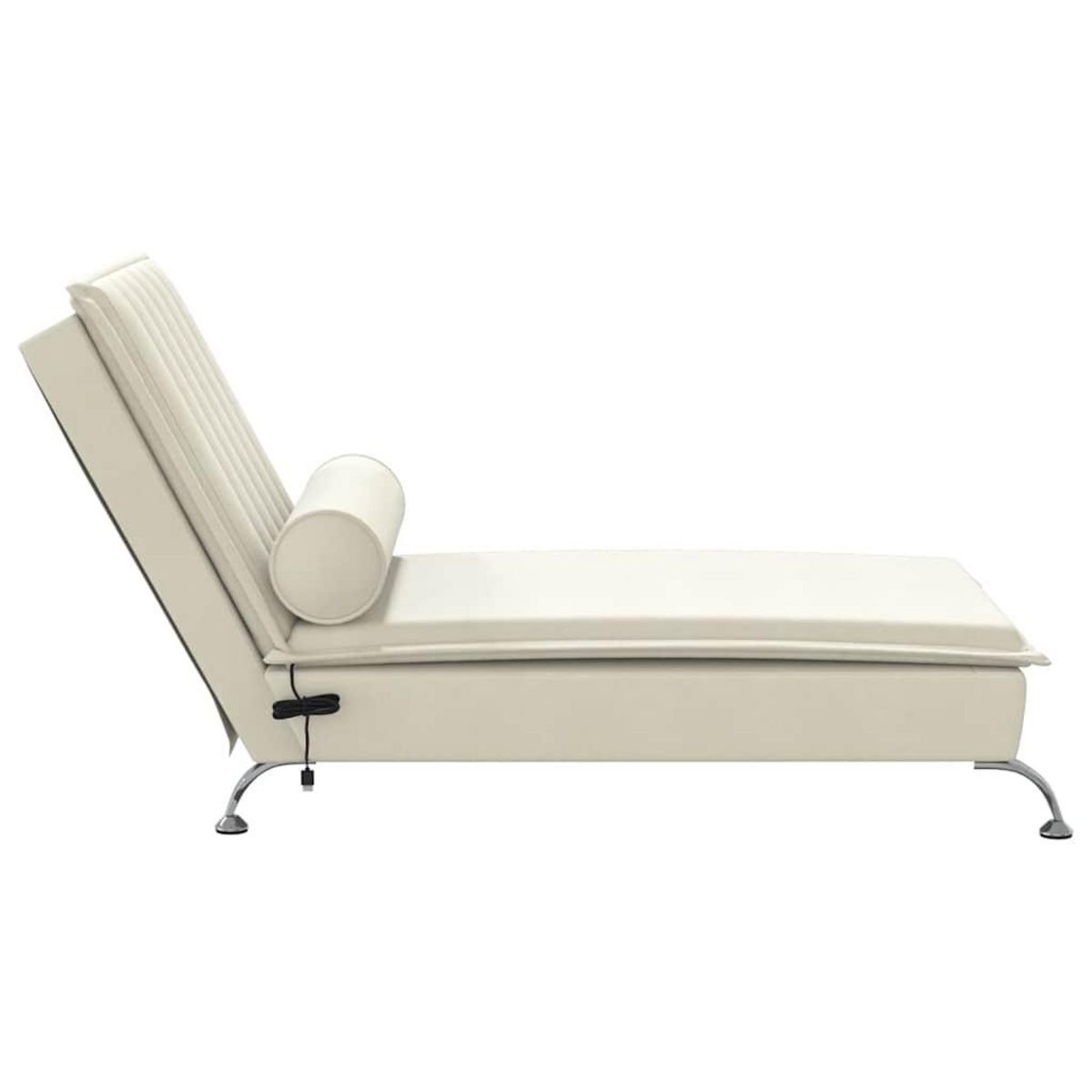 VIDAXL Chaise longue de massage avec traversin creme velours