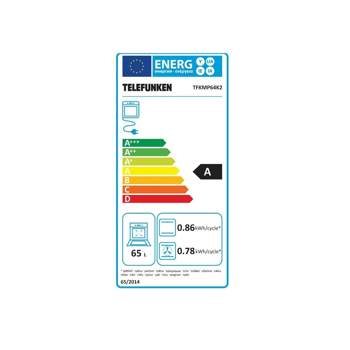 TELEFUNKEN Four intégrable multifonction 65l 60cm pyrolyse noir - TFKMP64K2