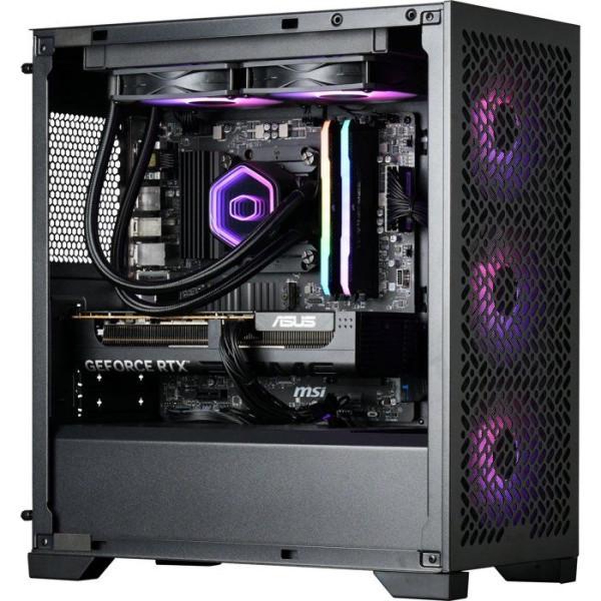Voir la diapositive 2 : Cooler Master PC Gamer powered by COOLER MASTER - Sans Windows - AMD Ryzen 5500 - RTX 5060 - RAM 16Go RGB - SSD 480Go
