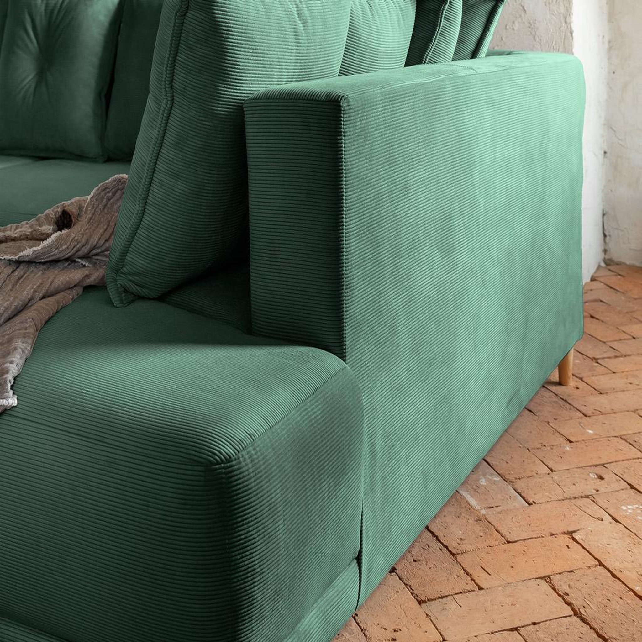 Voir la diapositive 6 : BEST MOBILIER Lena - canapé d'angle droit 5 places - convertible avec coffre - en velours côtelé