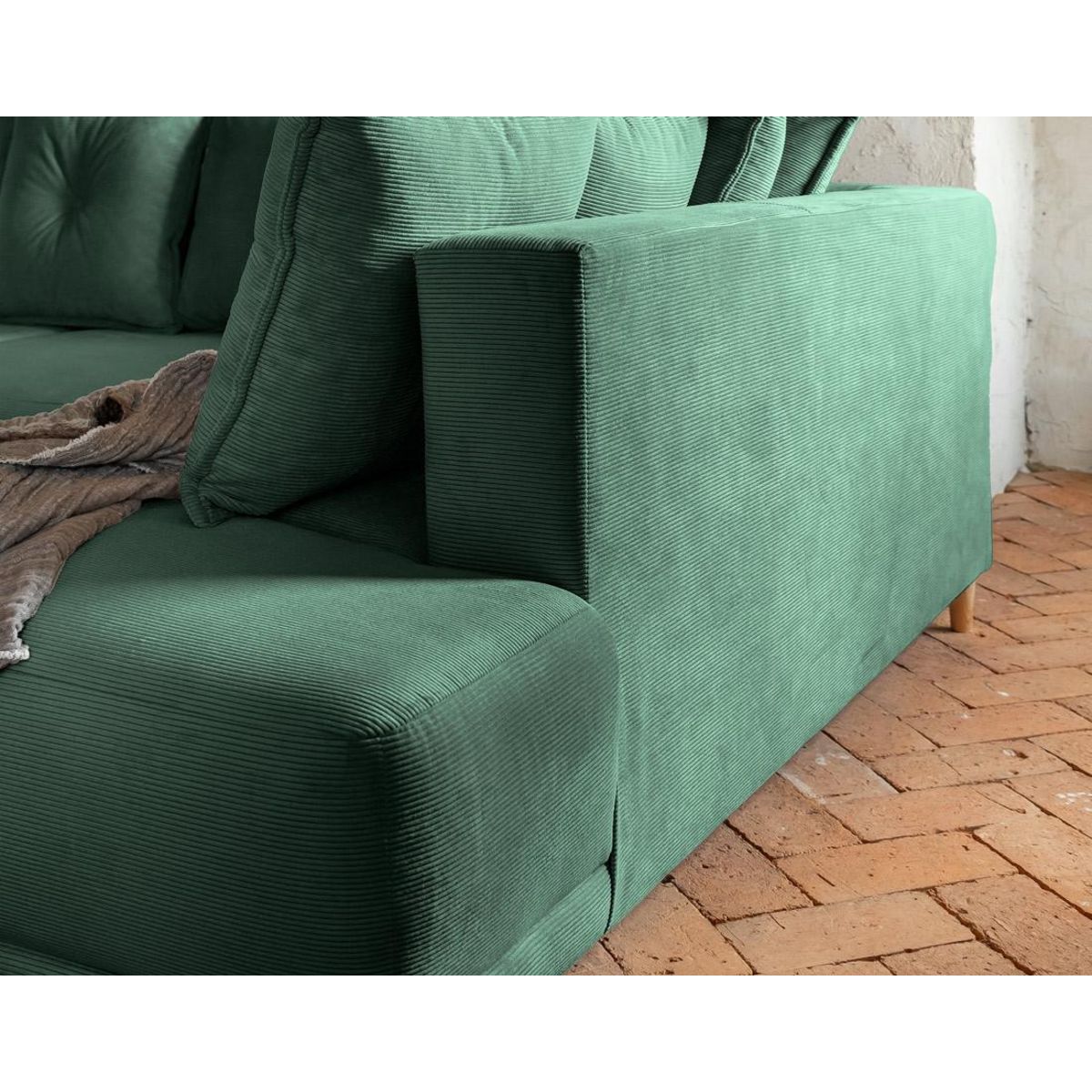 BEST MOBILIER Lena - canapé d'angle droit 5 places - convertible avec coffre - en velours côtelé