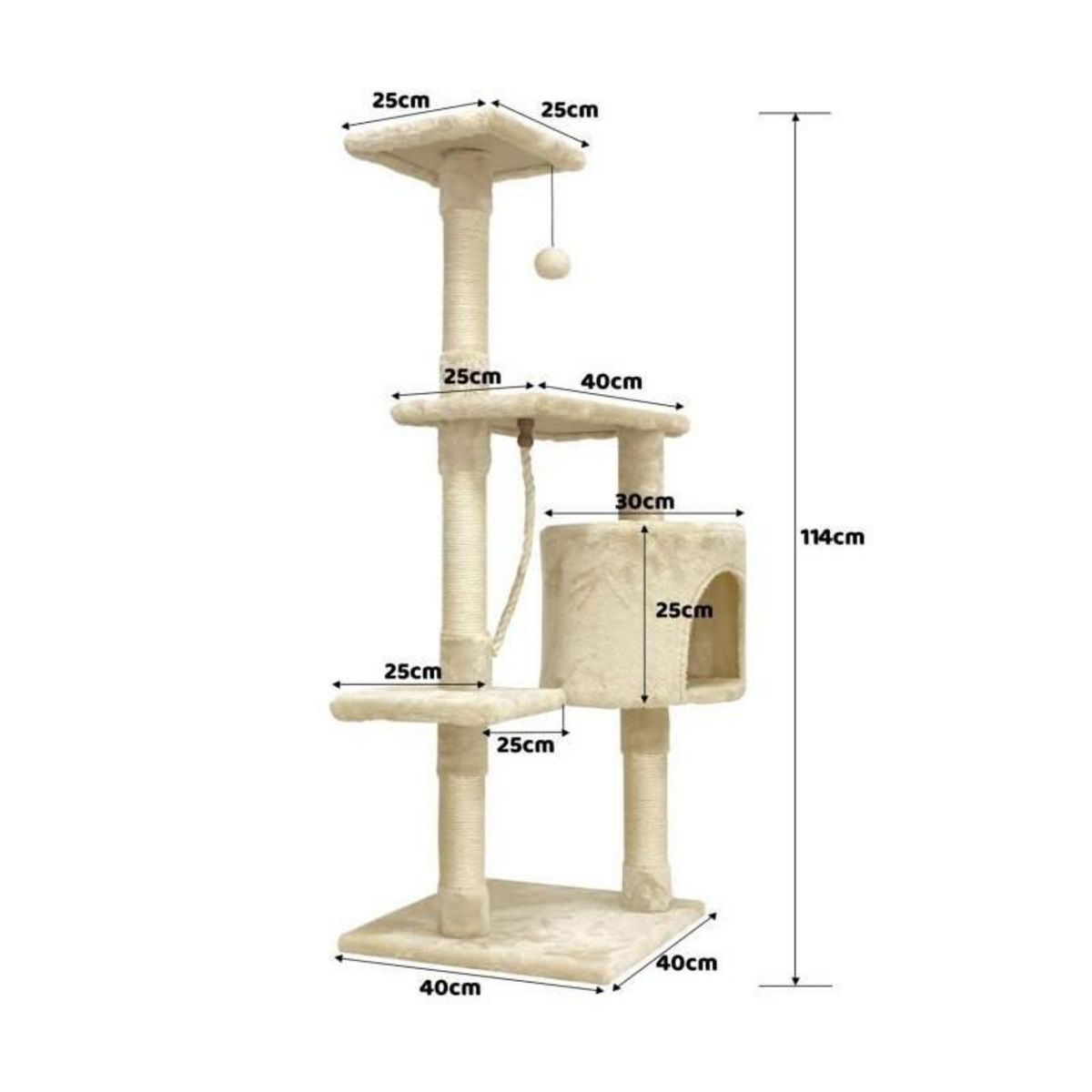 GENERIQUE Arbre a chat PALOMA - 40x40x114cm - Beige
