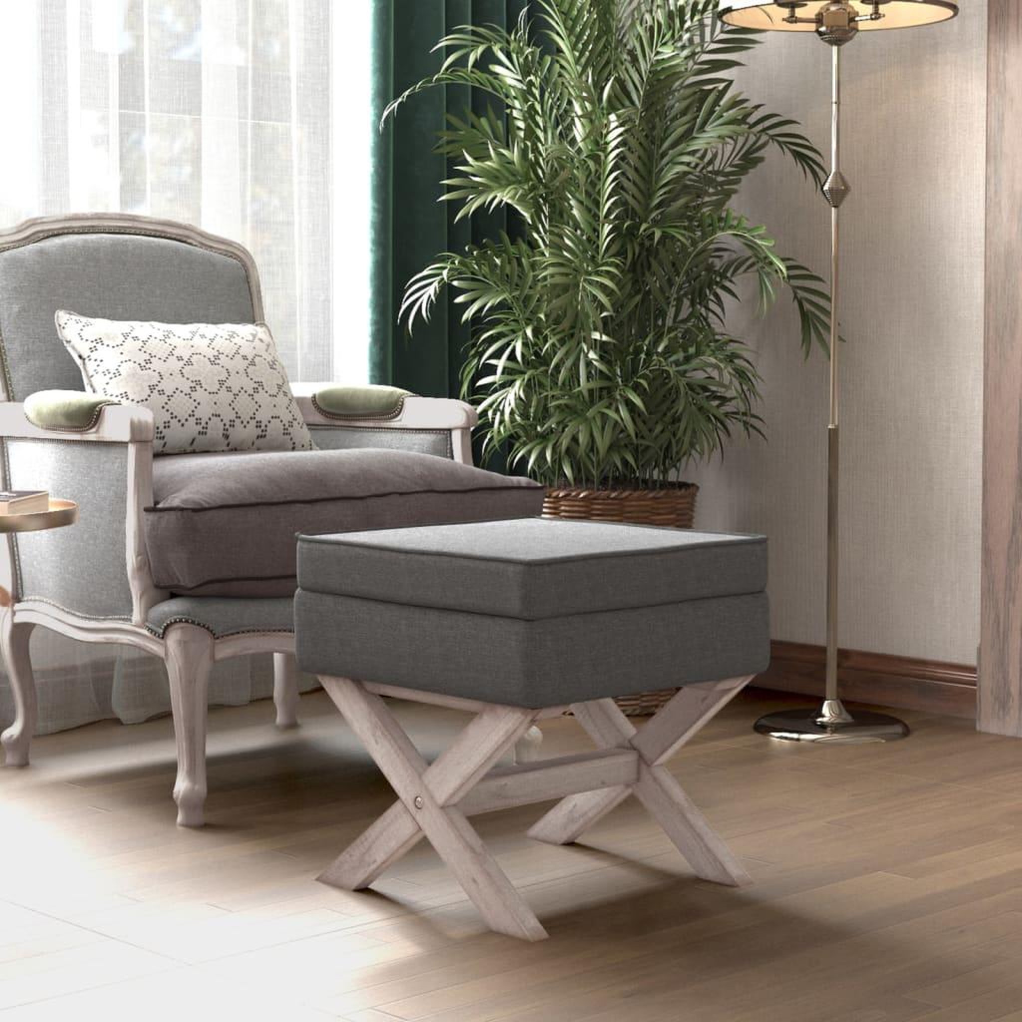 Voir la diapositive 1 : VIDAXL Tabouret de rangement Gris fonce 45x45x49 cm Tissu