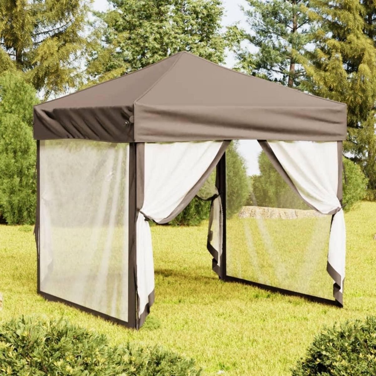 VIDAXL Tente de reception pliable avec parois Taupe 2x2 m