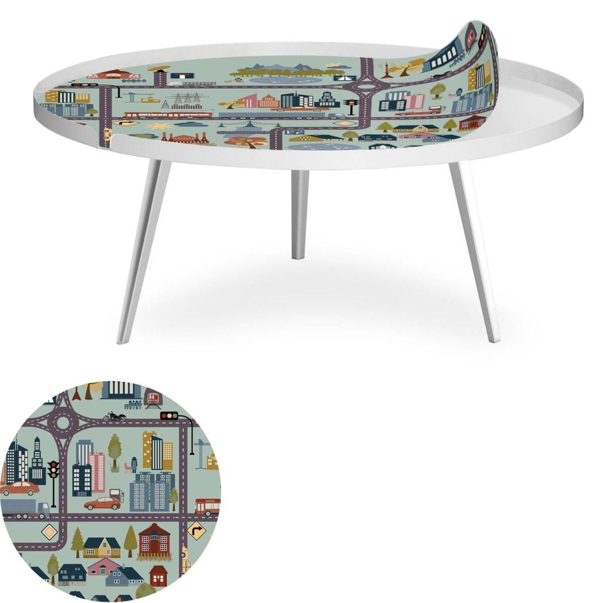Voir la diapositive 3 : Paris Prix Table basse à rebord 1 cover  city  90cm blanc