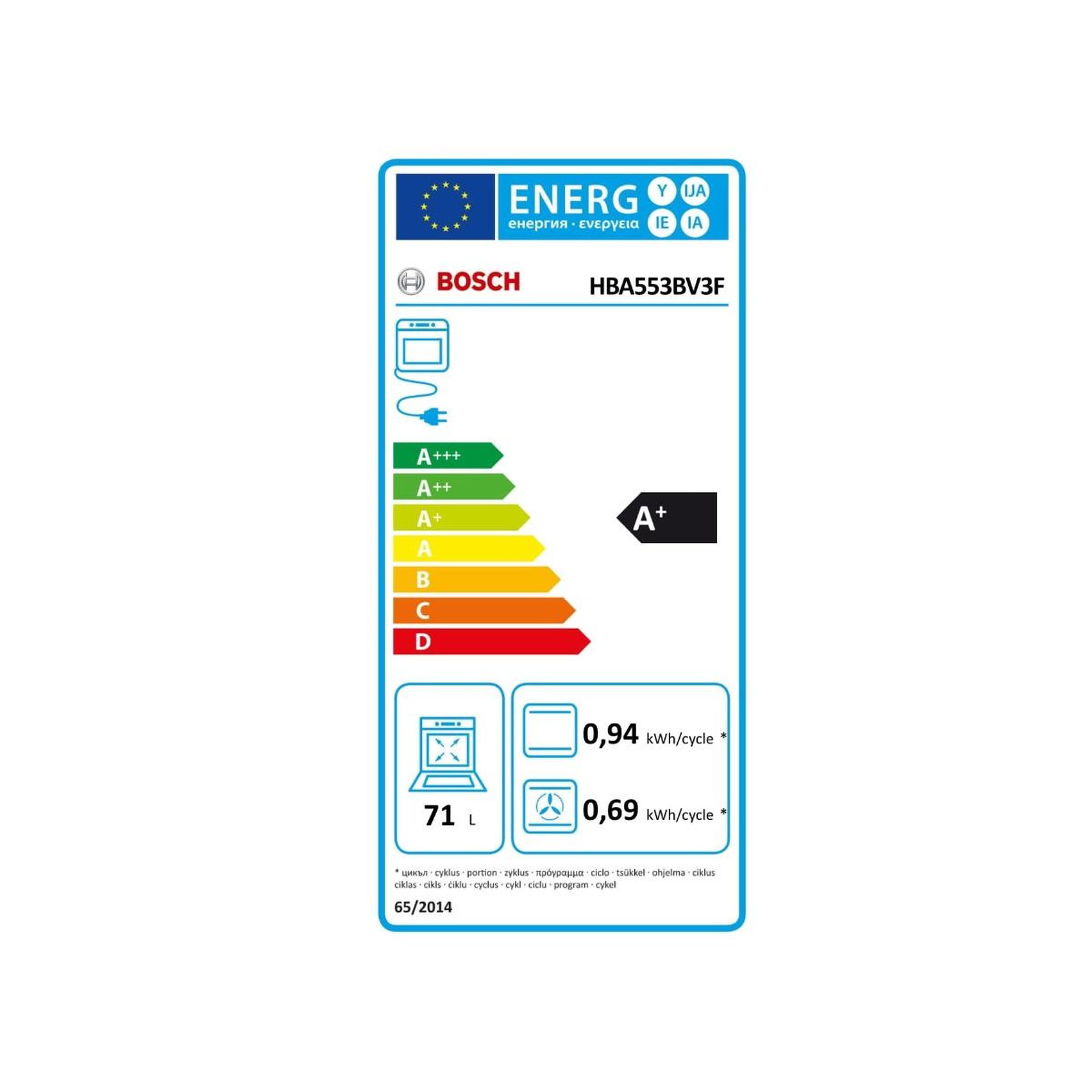 Voir la diapositive 2 : BOSCH Four intégrable multifonction 71l 60cm à ecoclean blanc - hba553bv3f