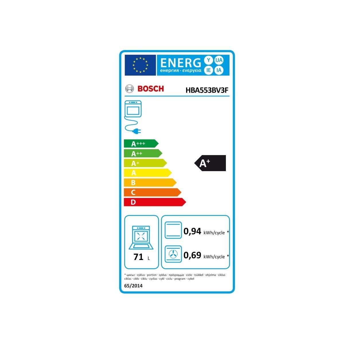 BOSCH Four intégrable multifonction 71l 60cm à ecoclean blanc - HBA553BV3F