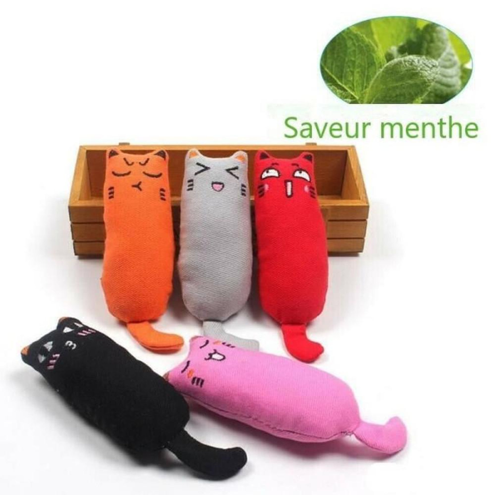 Voir la diapositive 3 : Peluche chat doudou à mâcher noir et menthe, herbe à chat pour attirer et stimuler le jeu (anti-stress)