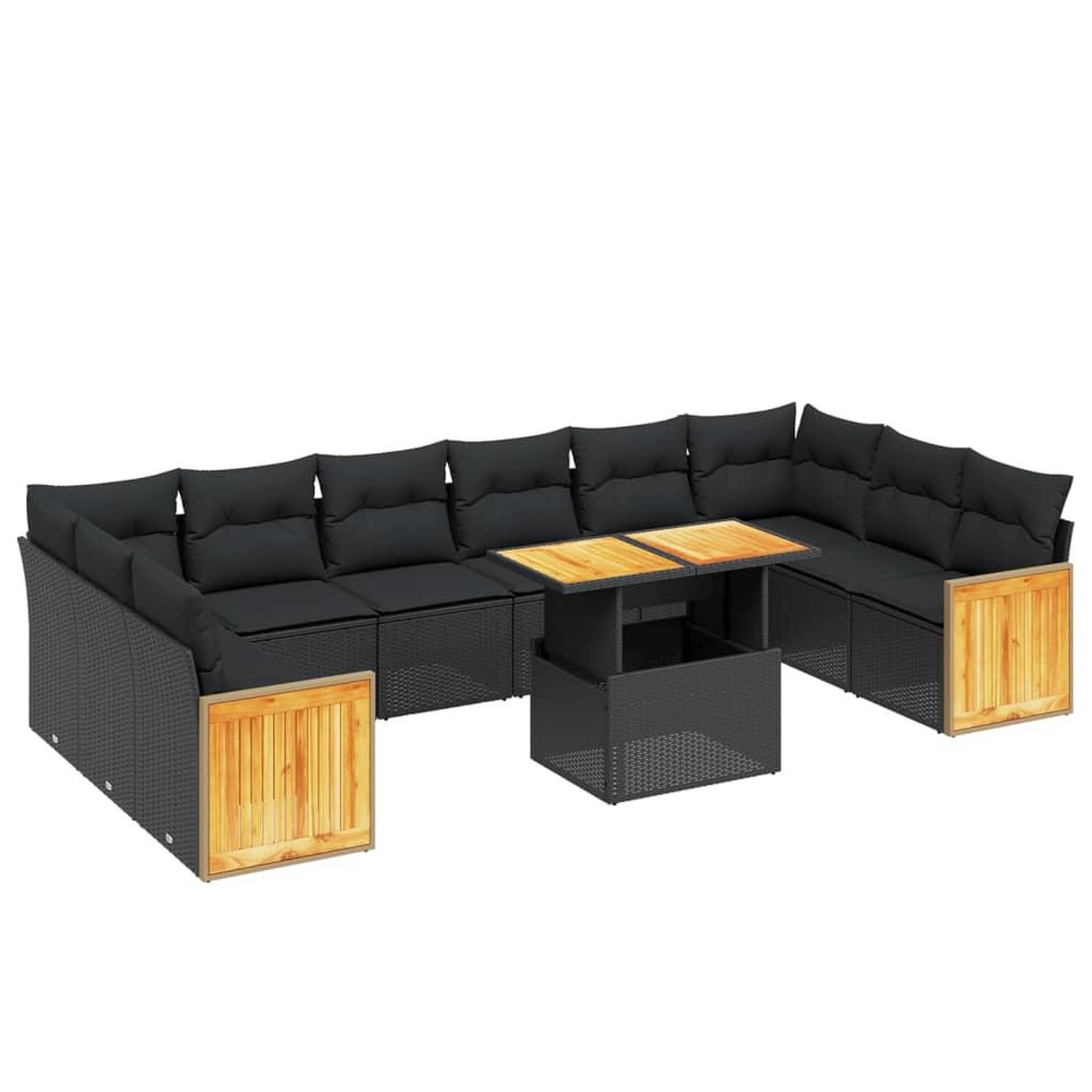 Voir la diapositive 2 : VIDAXL Salon de jardin 11 pcs avec coussins noir resine tressee