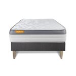 SEPTNUITS Matelas + sommier kit gris Memo Zen Mousse à mémoire de forme MAXI épaisseur. Coloris disponibles : Gris