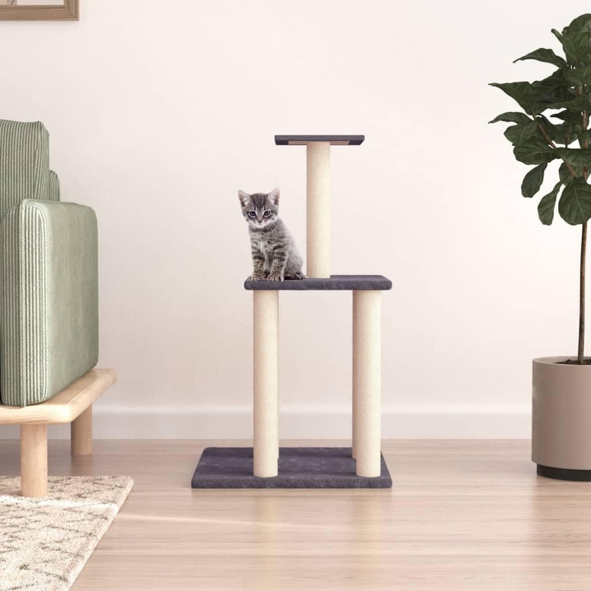 VIDAXL Arbre a chat avec griffoirs en sisal gris fonce 85,5 cm