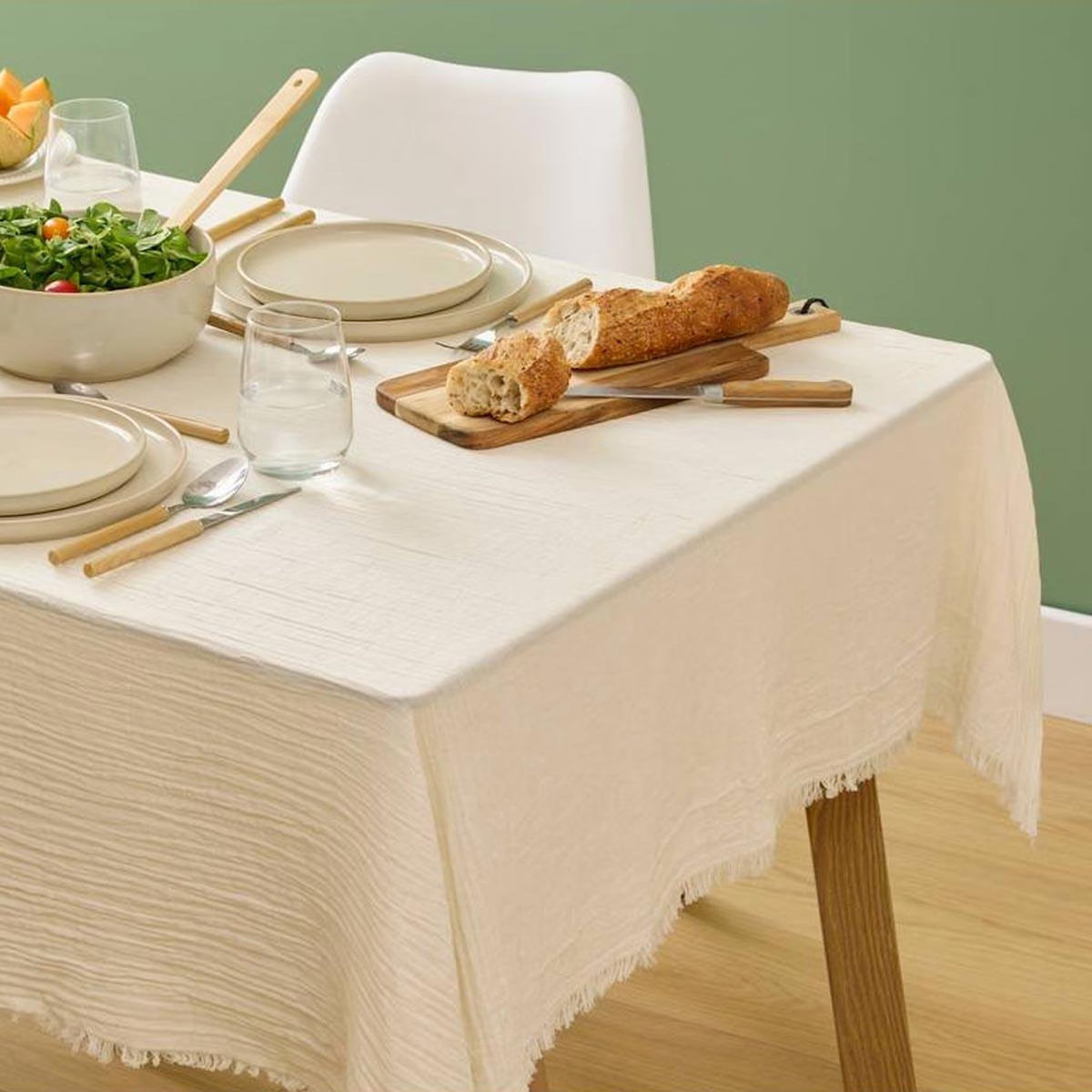 ATMOSPHERA Nappe en Gaze de Coton  Vela  150x250cm Blanc Chaud