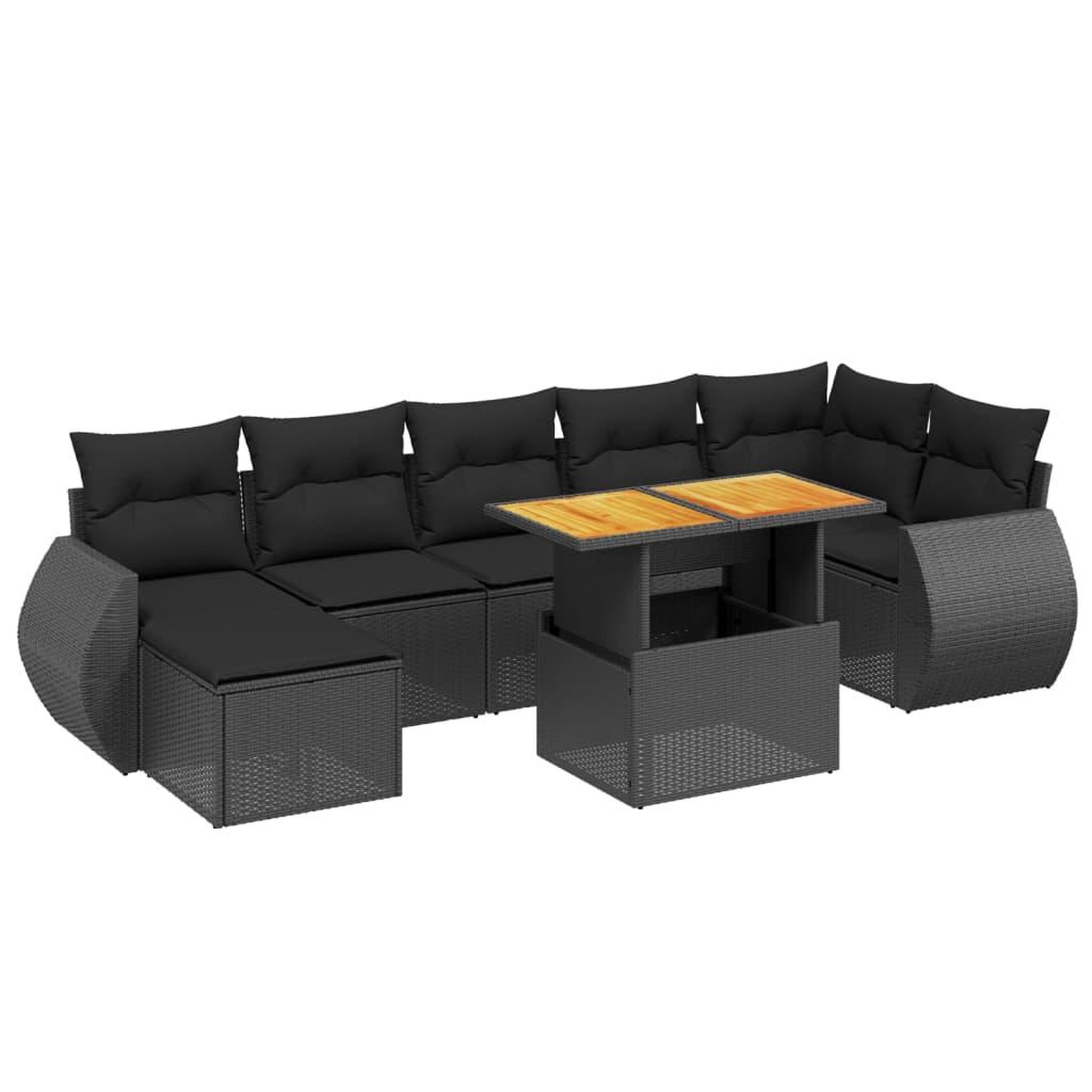 Voir la diapositive 2 : VIDAXL Salon de jardin 8 pcs avec coussins noir resine tressee