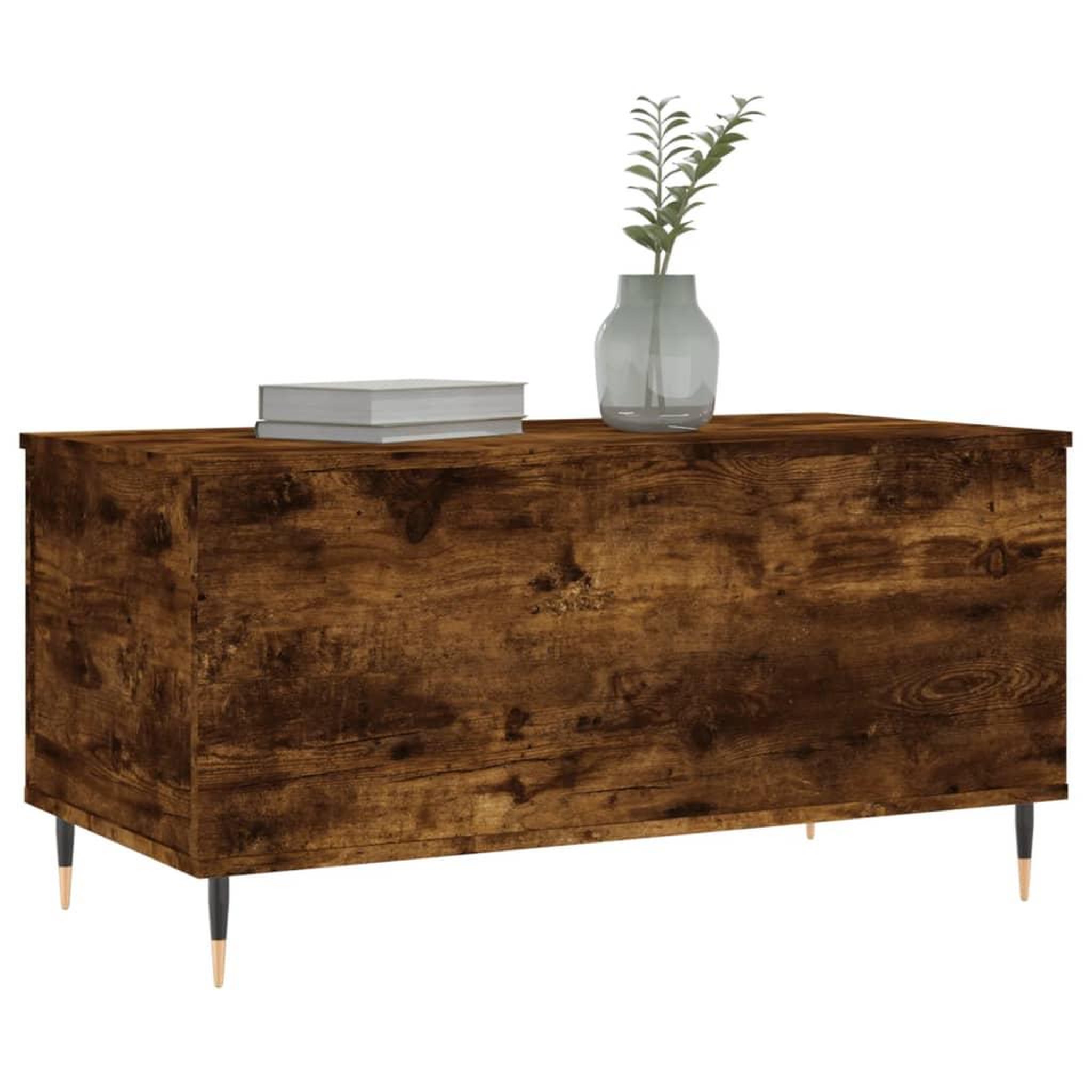 Voir la diapositive 4 : VIDAXL Table basse Chene fume 90x44,5x45 cm Bois d'ingenierie