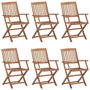 Voir la diapositive 2 : VIDAXL Chaises pliables de jardin lot de 6 avec coussins Bois d'acacia