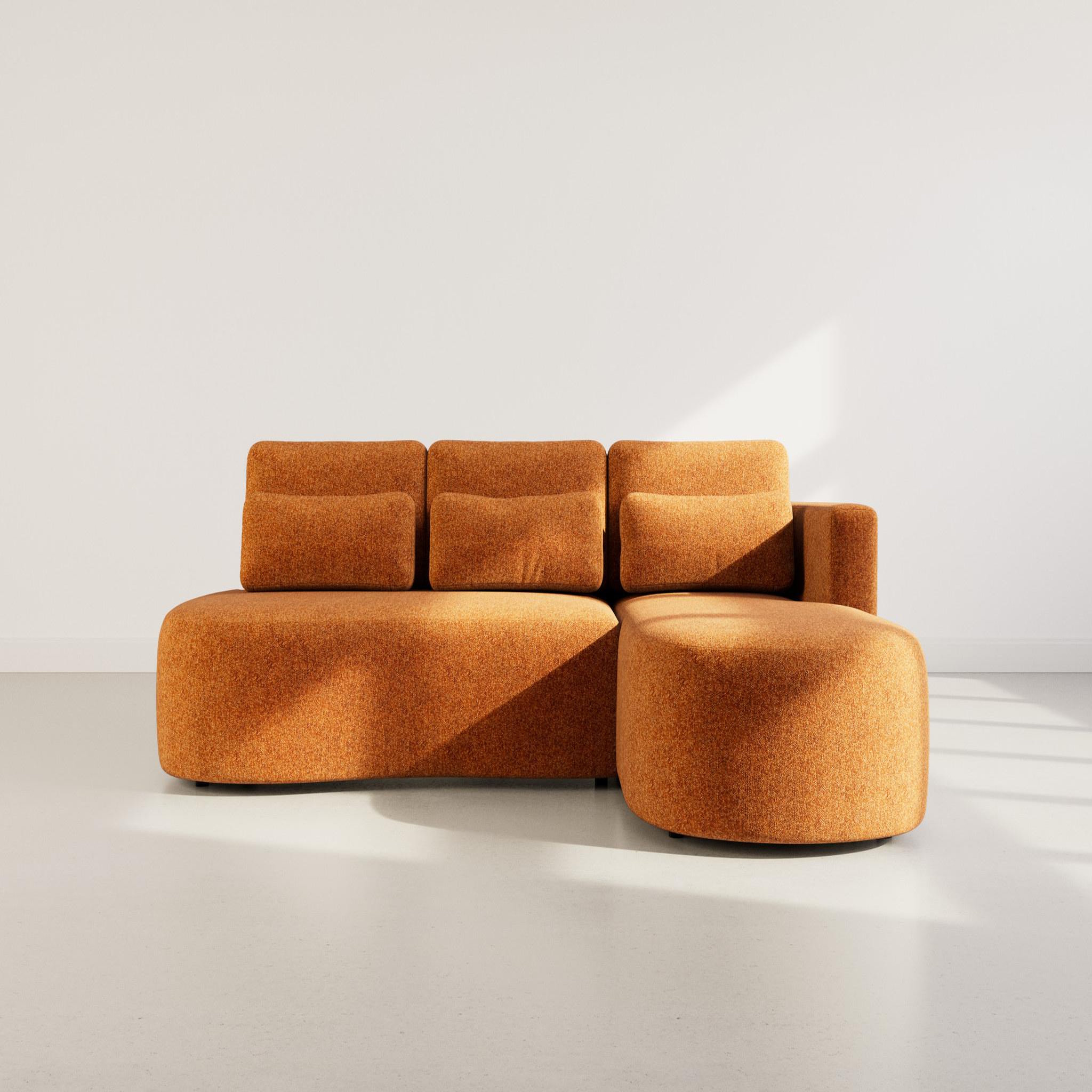 Voir la diapositive 5 : LISA DESIGN Mahina - canapé d'angle droit 4 places convertible avec coffre en tissu texturé