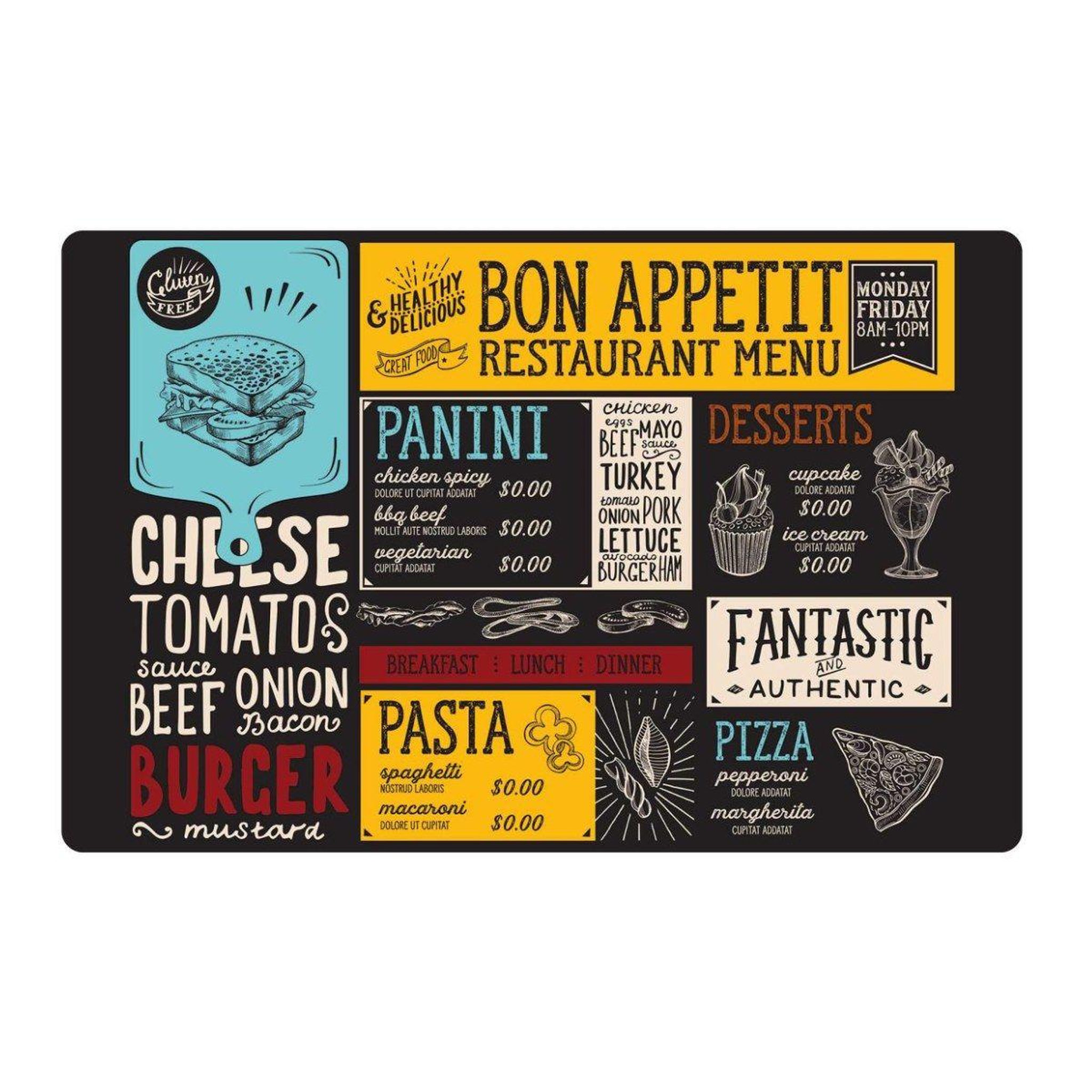 Douceur d'Intérieur Set de table  cheese  28x44cm noir
