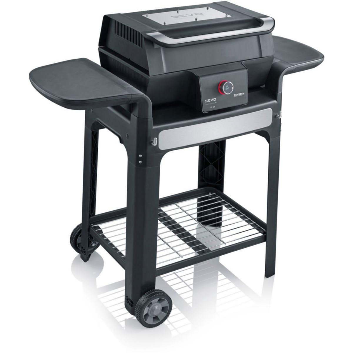 SEVERIN Barbecue électrique PG8139 noir sur chariot sonde connectée 41.5x31.5 cm