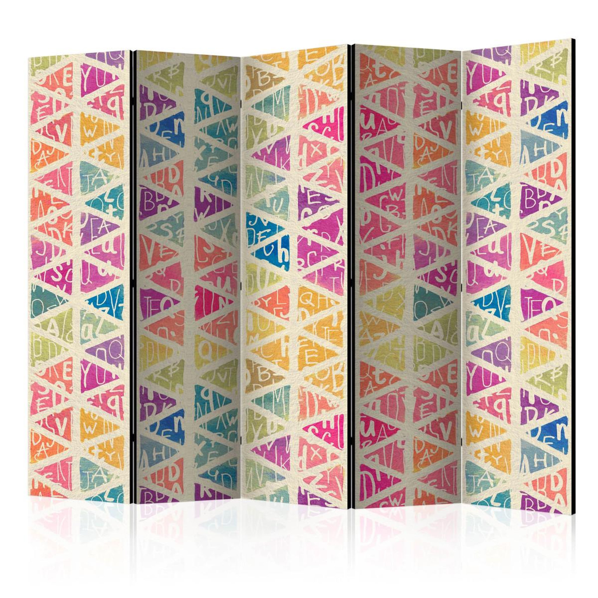 Paris Prix Paravent 5 volets  letters nad triangles  172x225cm