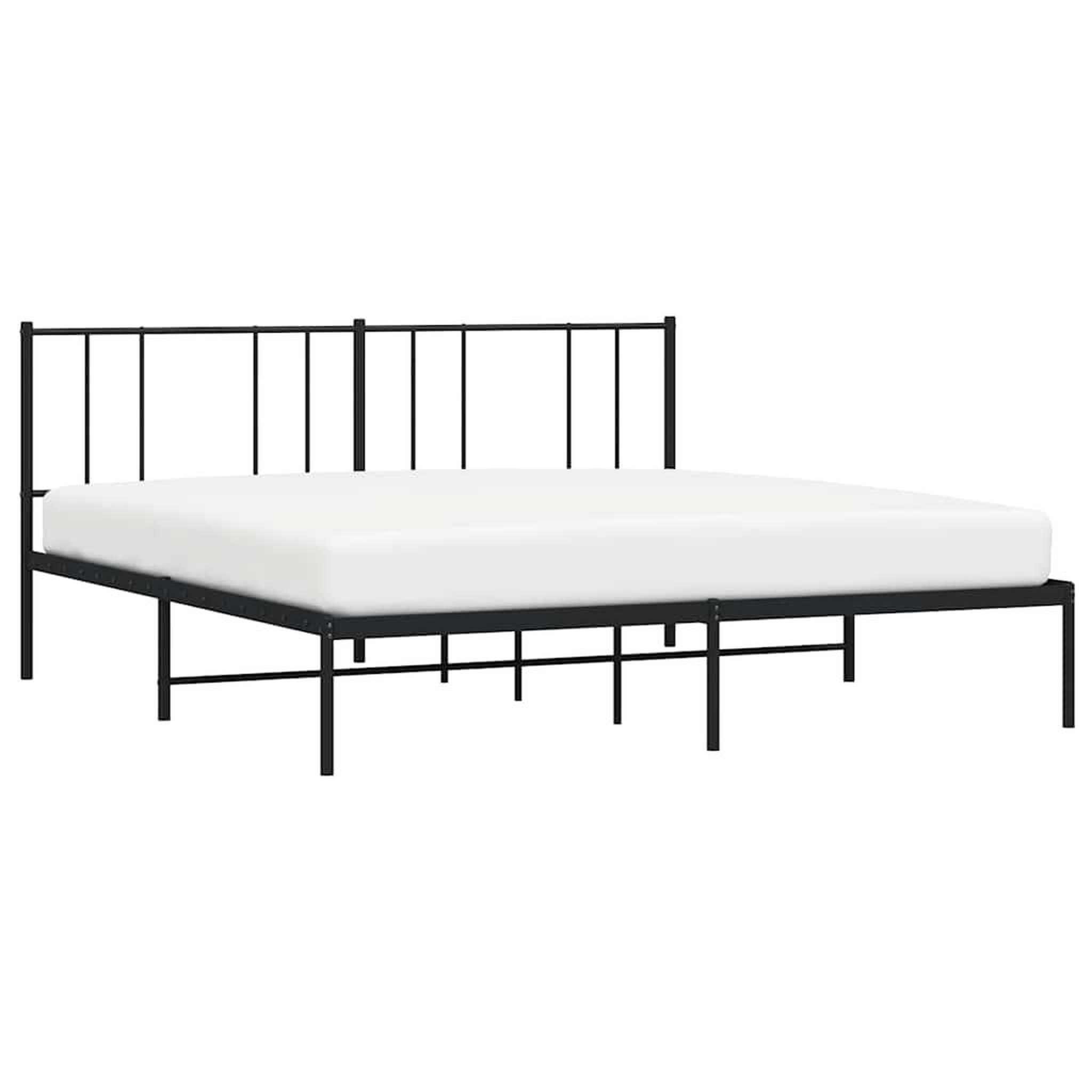 Voir la diapositive 5 : VIDAXL Cadre de lit metal sans matelas avec tete de lit noir 193x203cm
