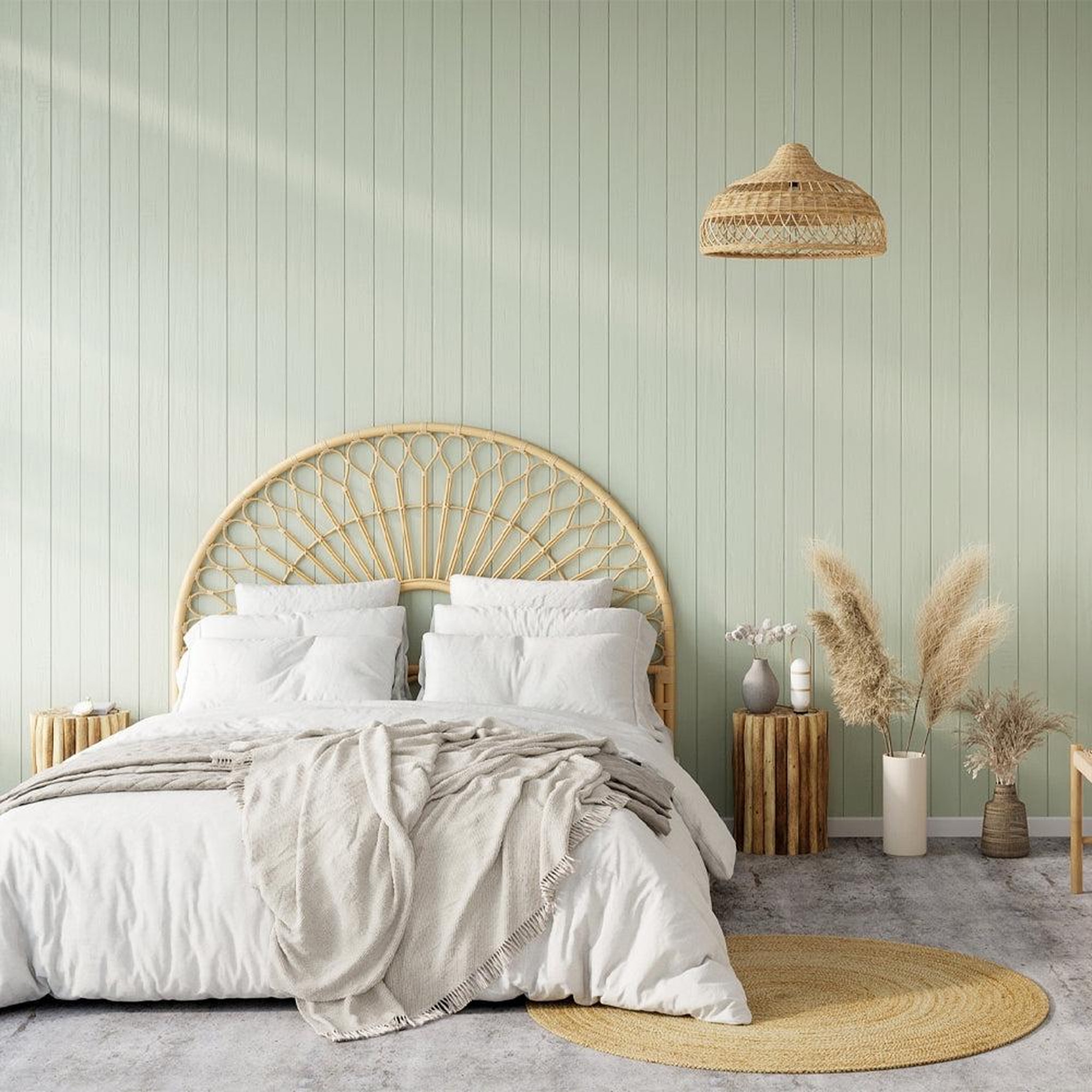 Voir la diapositive 5 : MAISON PAVANE Tête de lit 140 cm en rotin naturel-bahia