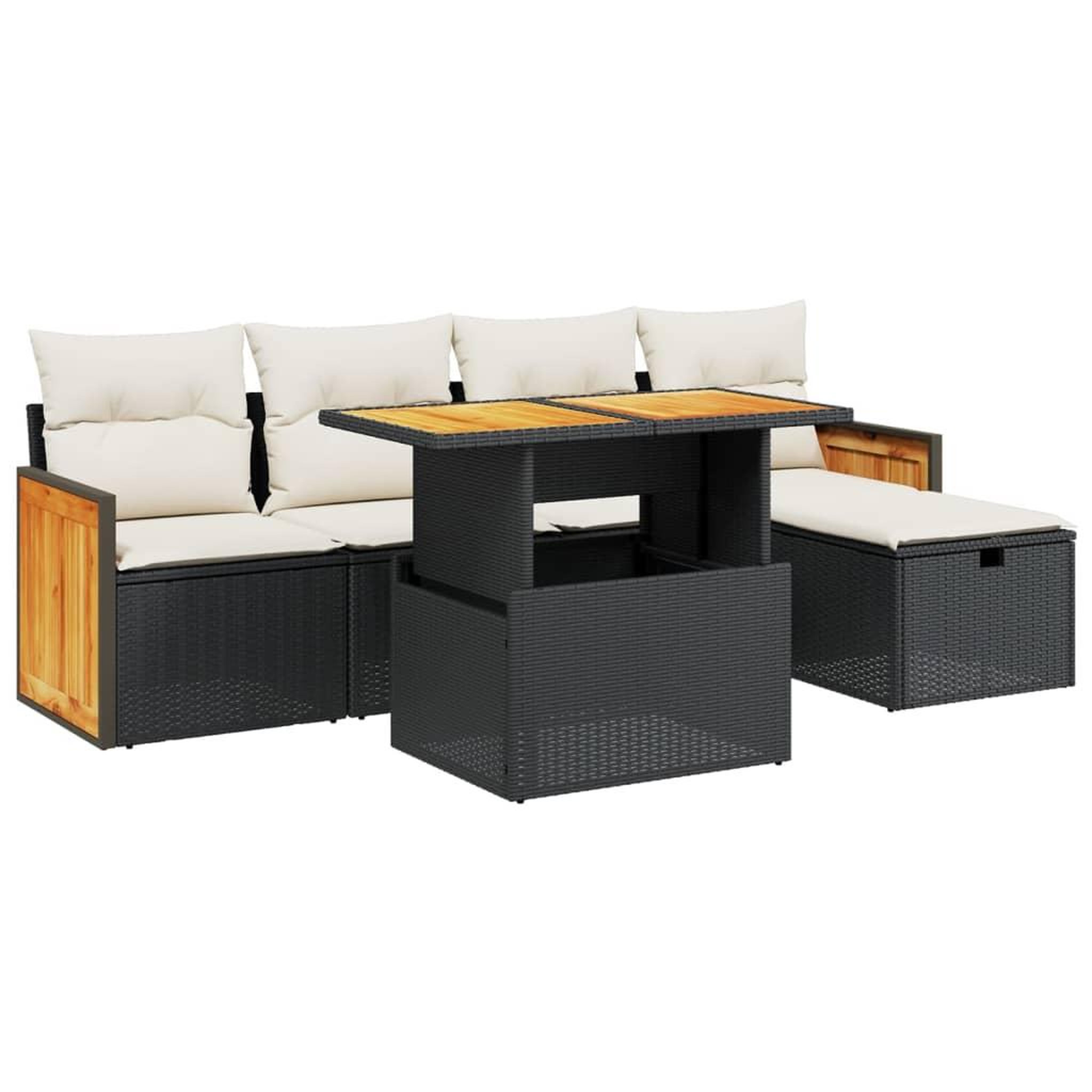 Voir la diapositive 2 : VIDAXL Salon de jardin 6 pcs avec coussins noir resine tressee
